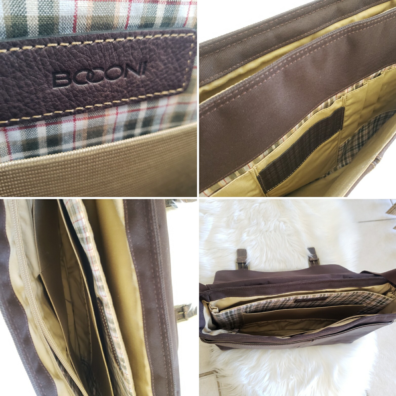 🌺Boconi Brown Leather Garth Slim Mailbag Men Messenger Laptop Crossbody Bag