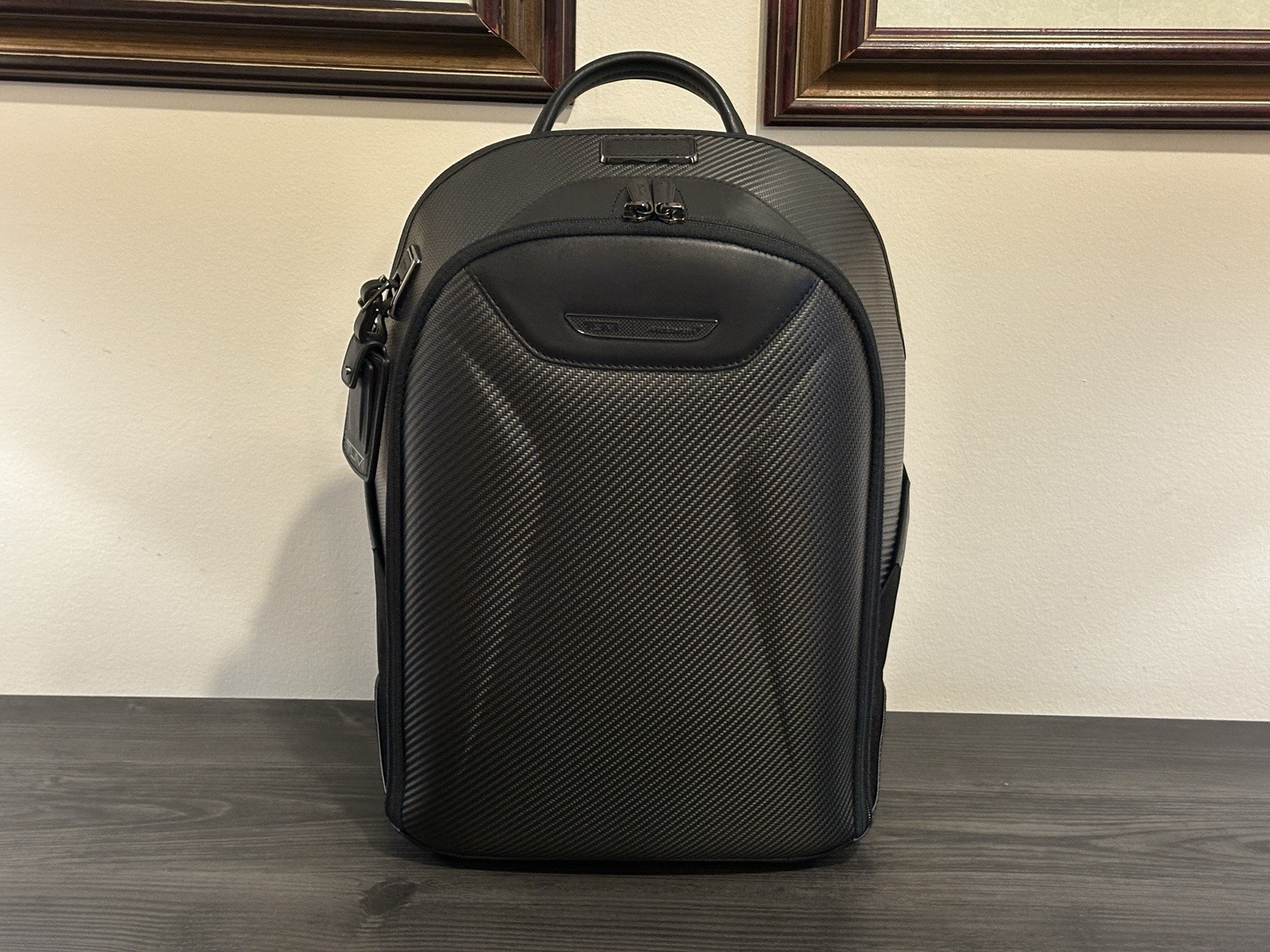 Tumi McLaren Velocity Carbon Fiber & Leather Backpack Book Bag Black W/ Tag
