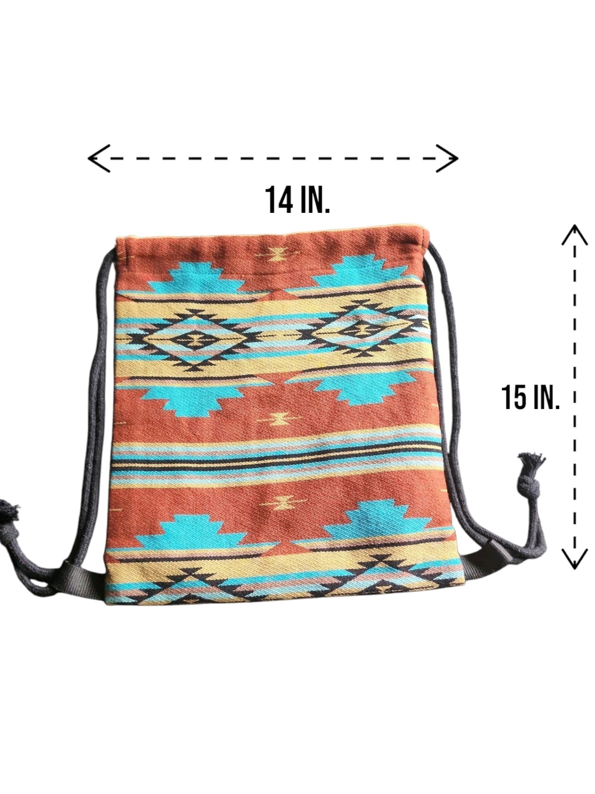 Drawstring Sack Pack Southwest Style Cotton Travel Backpack Foldable USA SELLER