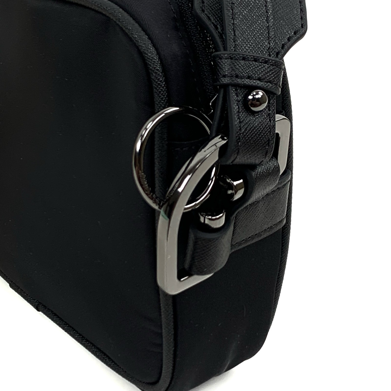 Off-White Small Logo Print Nylon Zipped Messenger Crossbody Bag Black