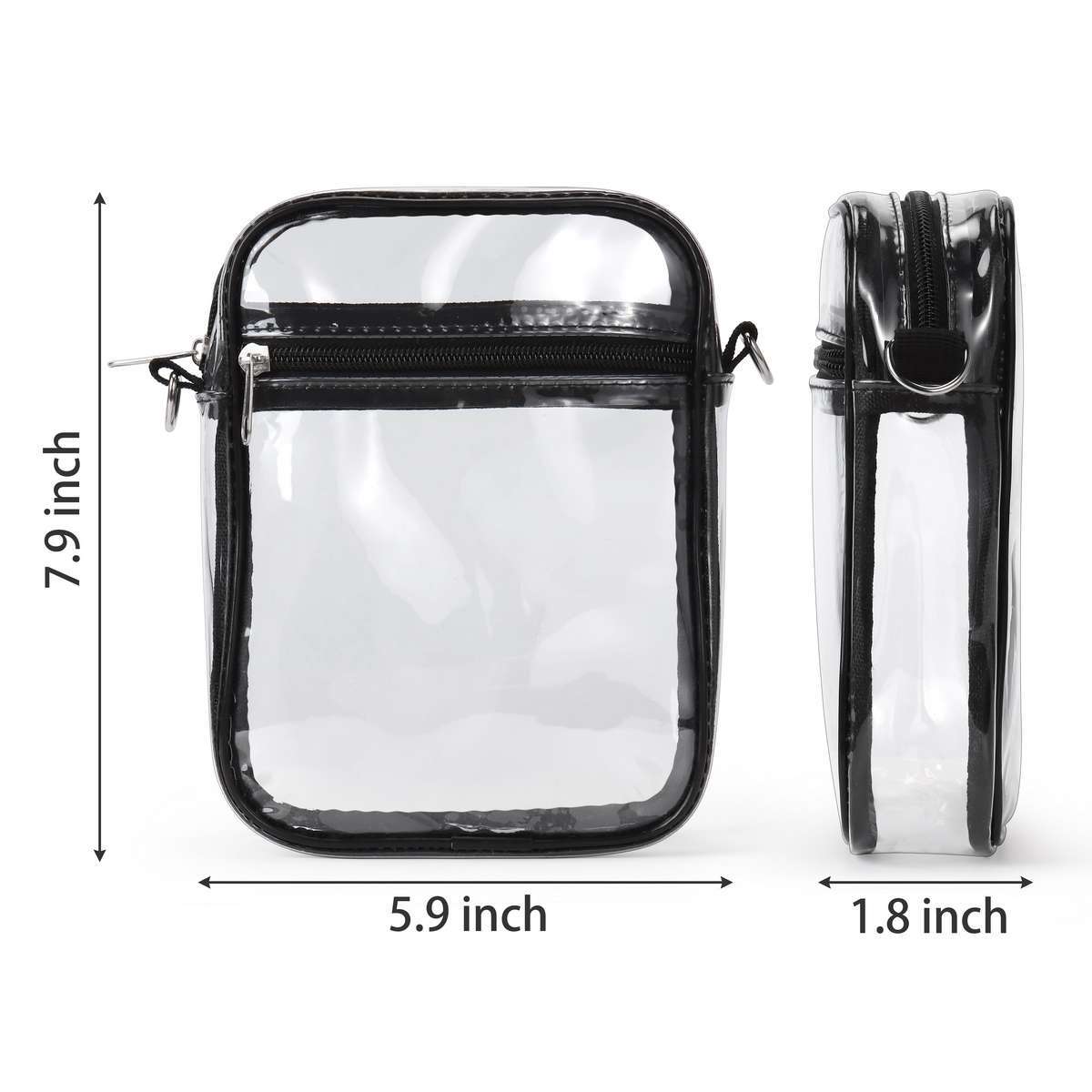 Clear Plastic Tote Bag Women Transparent Handbag Zip PVC Pouch Stadium Security