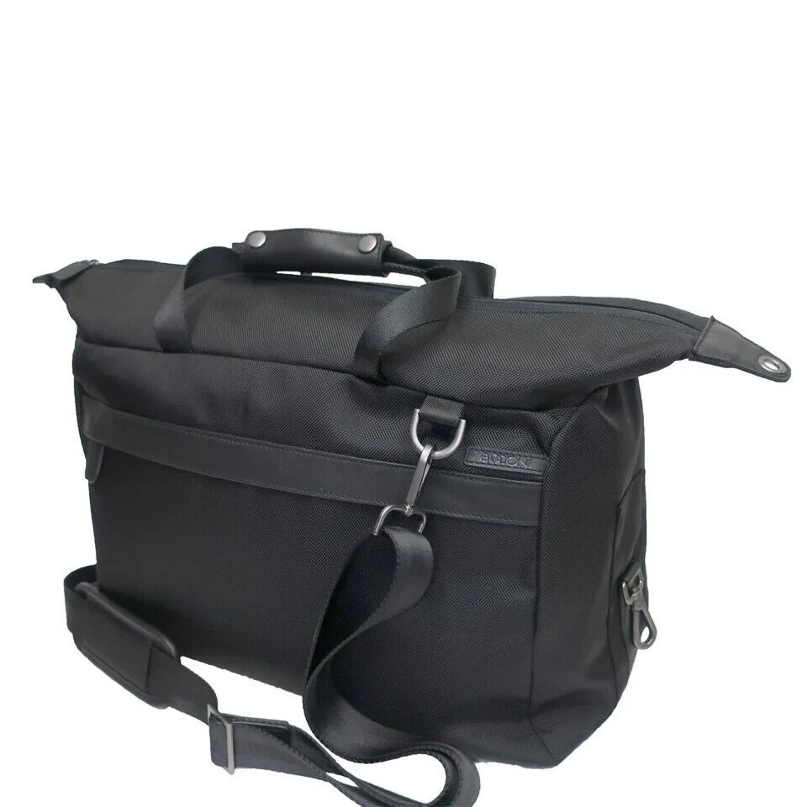 Boconi Ballistic Nylon Weekend Duffel Bag Nappa Leather Trim Black NWT $379