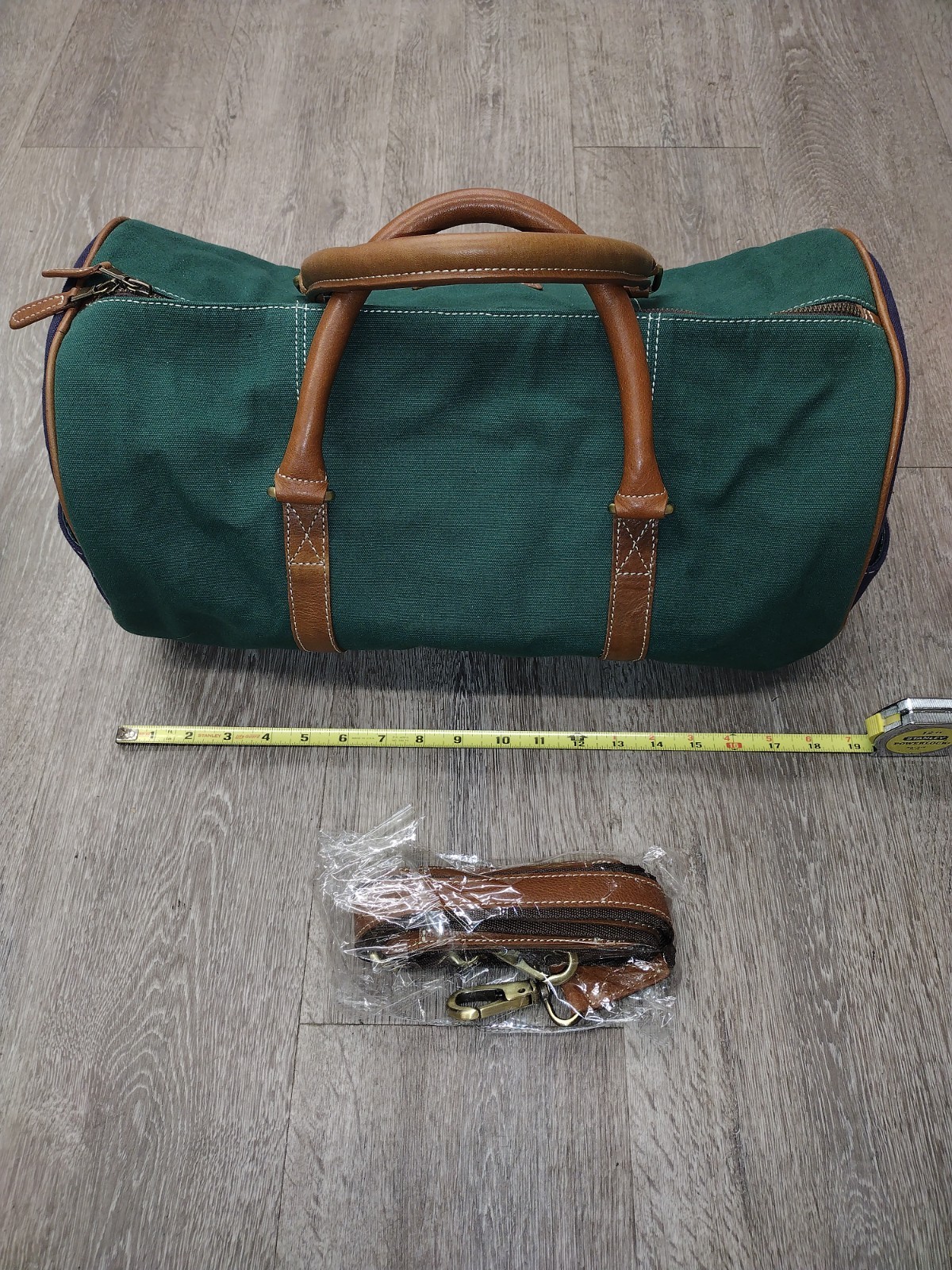 Harboring Hearts FH Wadsworth NYC Canvas Leather Trim Weekender Duffel Bag
