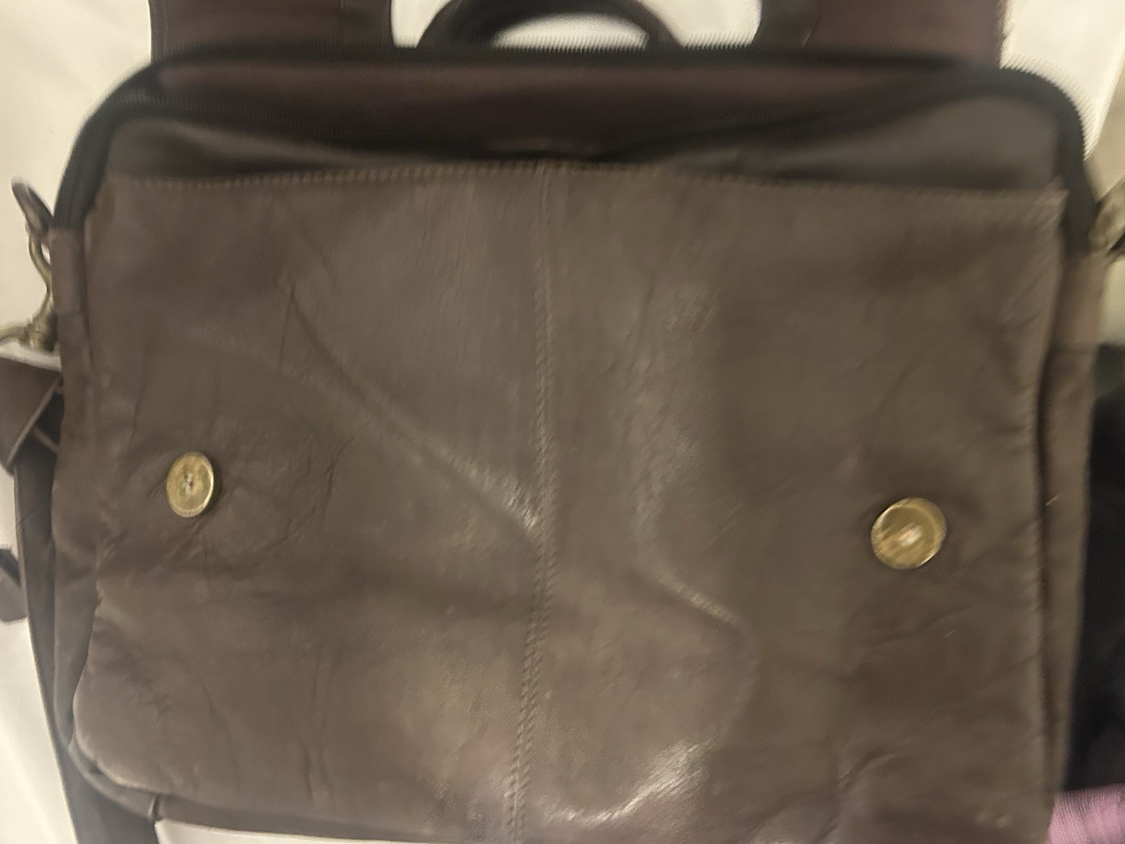 Wilsons Brown Messenger Bag Zip Snap Closure Solid Shoulder Strap