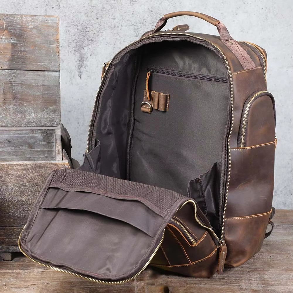 Full Grain Leather Backpack 15″ Laptop Travel Business School Rucksack