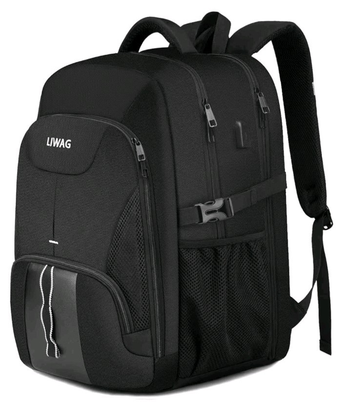 LIWAG Laptop Backpack, Black, 55L Capacity, TSA Friendly, USB Charging Port,…