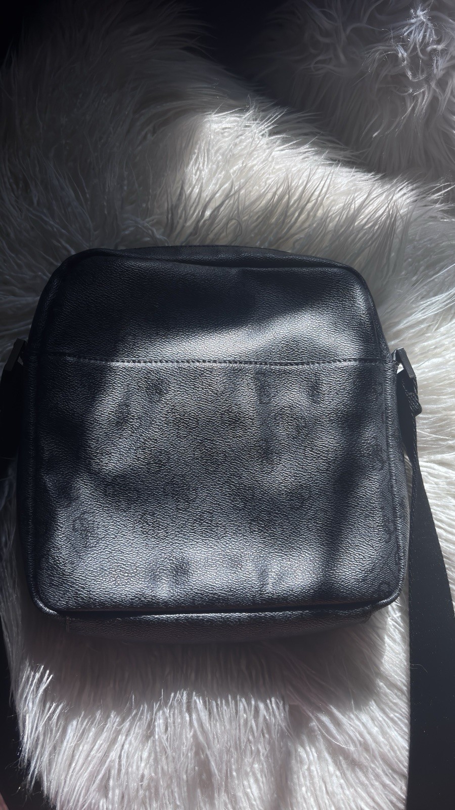 GUESS Black Logo Print Small Crossbody Bag Zip Closure, Adjustable Strap