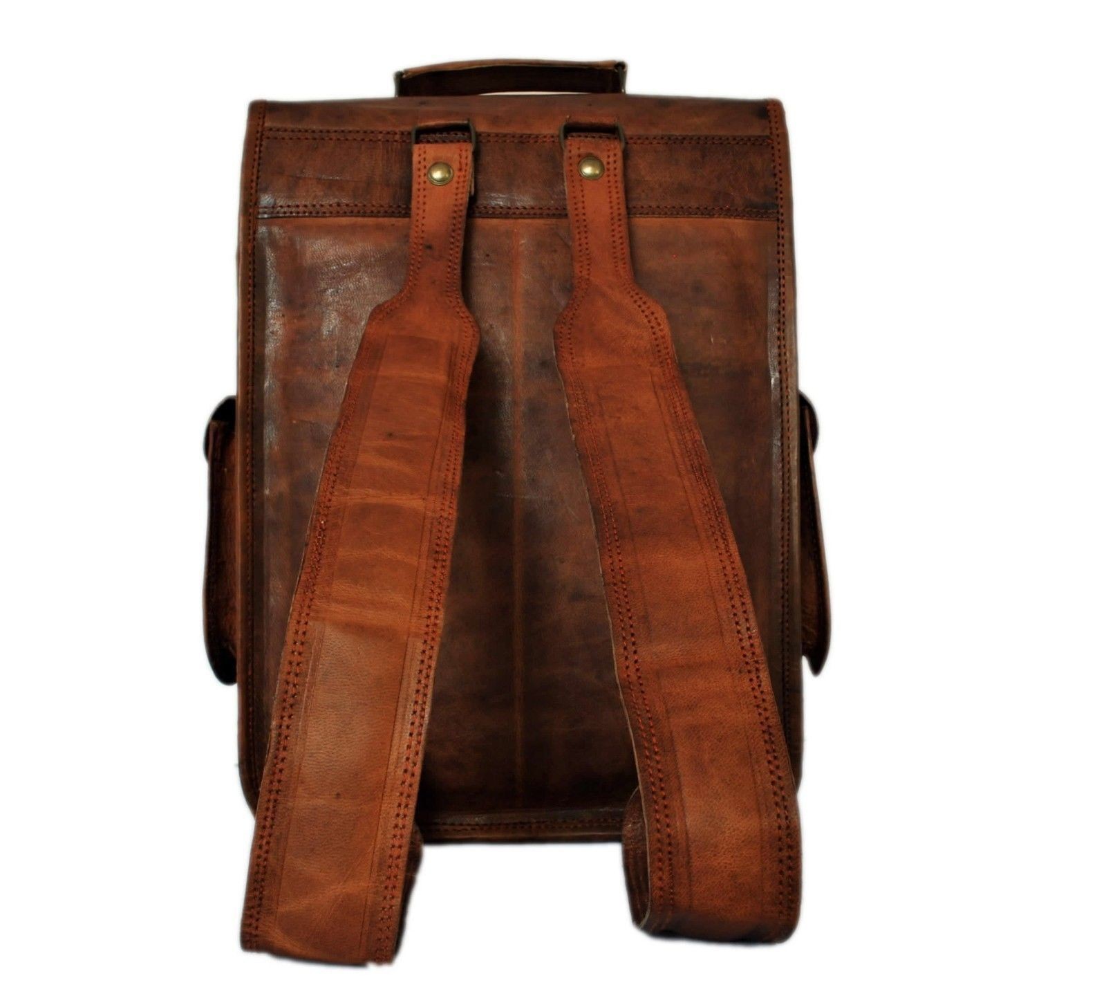 Leather Bag Goat Men’S Backpack Rucksack Vintage Craft Laptop Brown Messenger