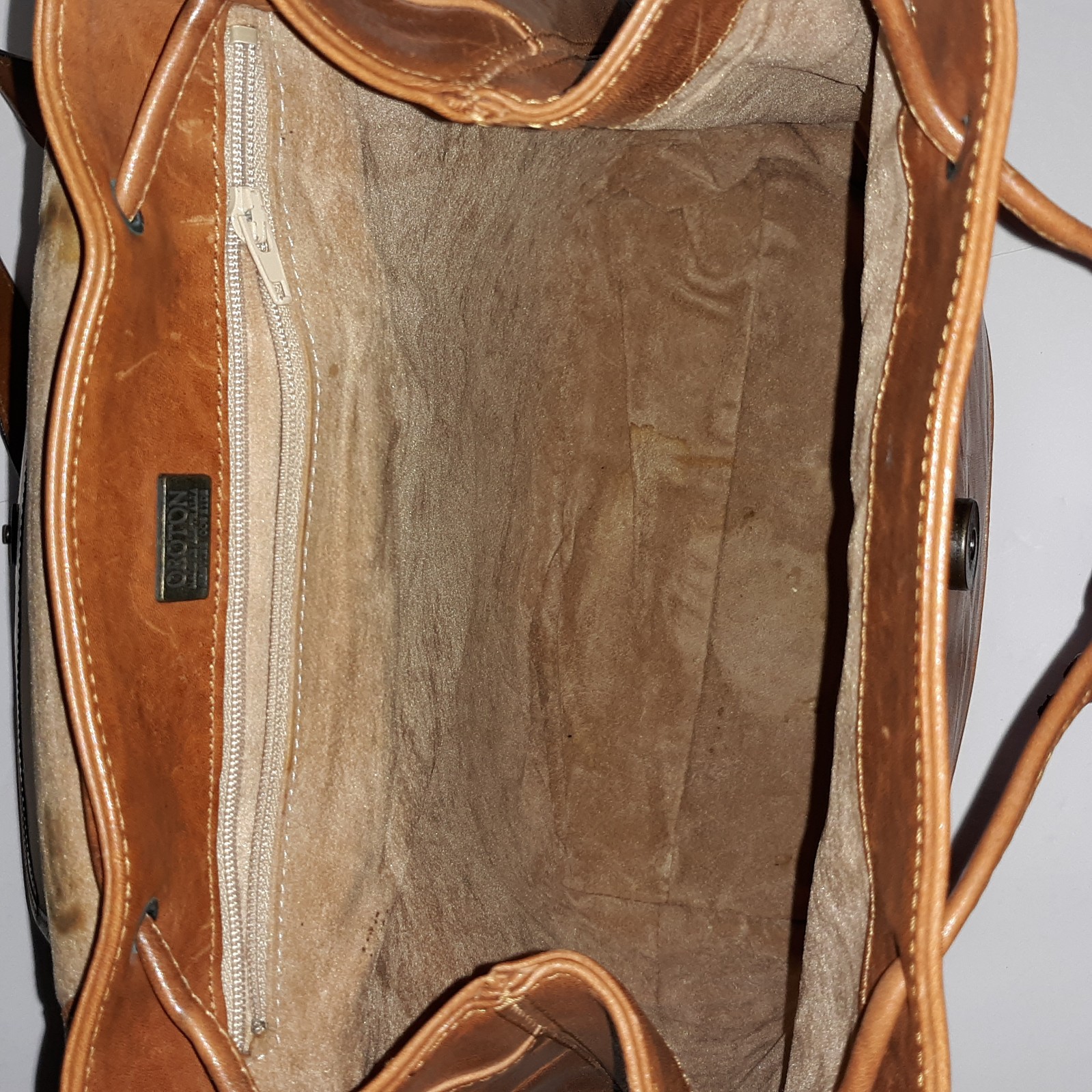 Vtg OROTON Australian Katoomba Backpack Leather Bag Cognac Drawstring Adj Straps
