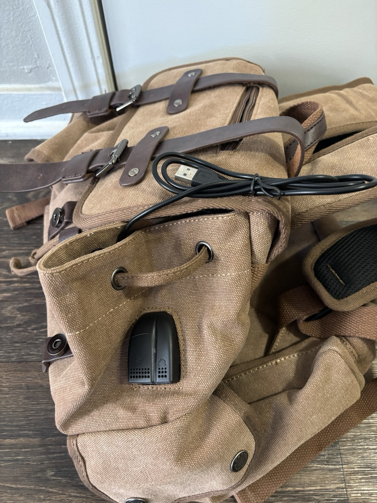 WITZMAN Backpack Canvas Travel Backpack Vintage For Men Brown