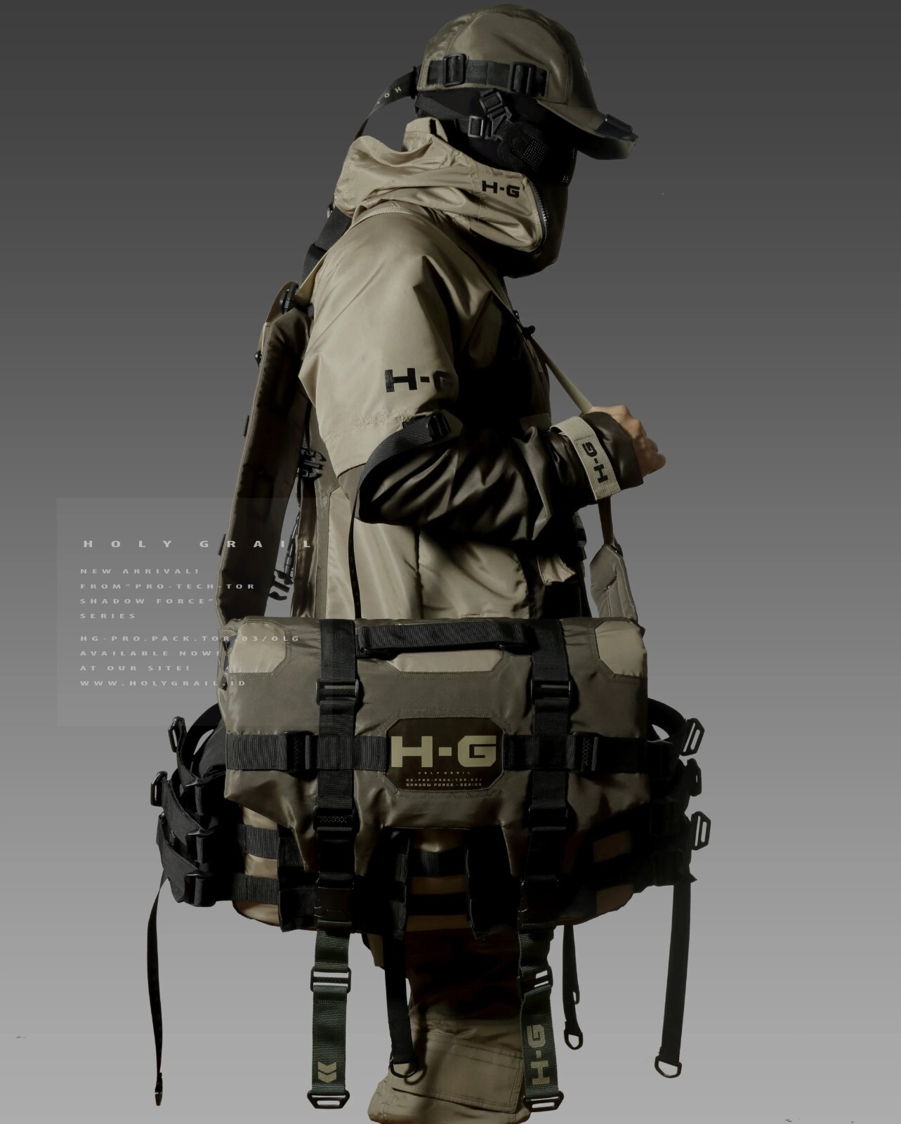 Men’s Techwear Bag Green Futuristic Messenger Crossbody HG-PRO.PACK.TOR.03/O.L.G