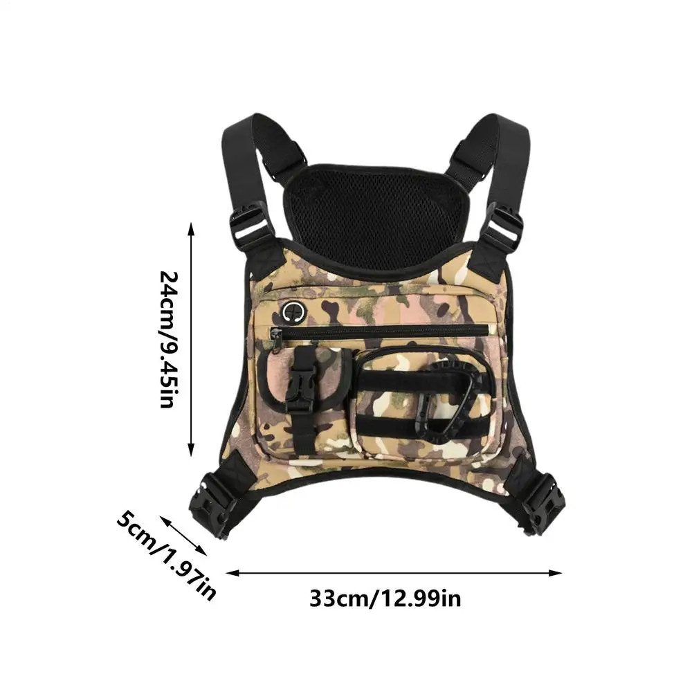 Men’s Nylon Chest Bag Chest Pack Adjustable Sports Utility Vest Bag Chest Pouch