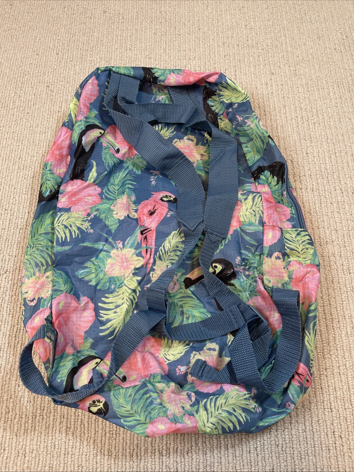 Chubbies The Weekend Has Arrived Toucan Tropical Blue Pink Floral Nylon Backpack