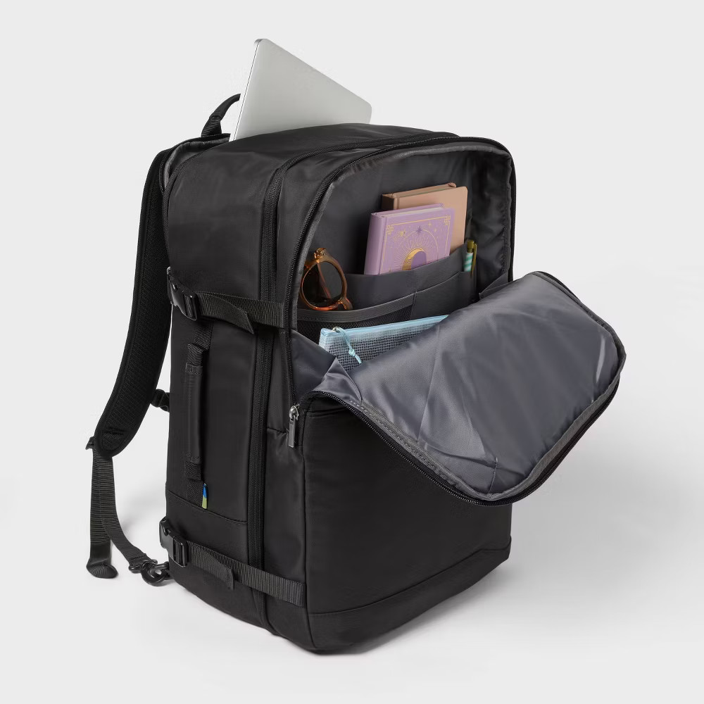 45L Travel Backpack – Open Story Black