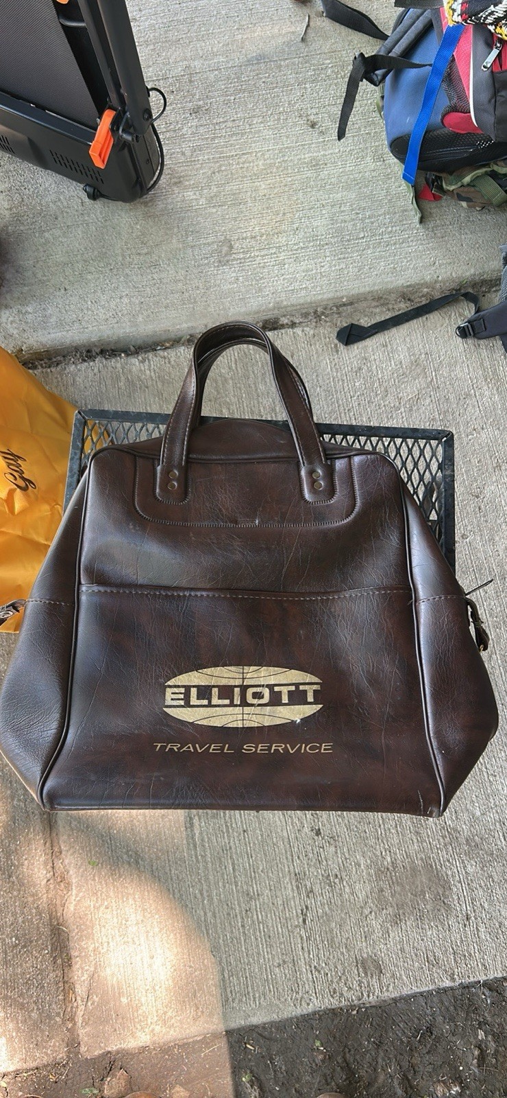 Elliot Travel Services Leather Pilot Briefcase Travel Case Bag Brown Excellent