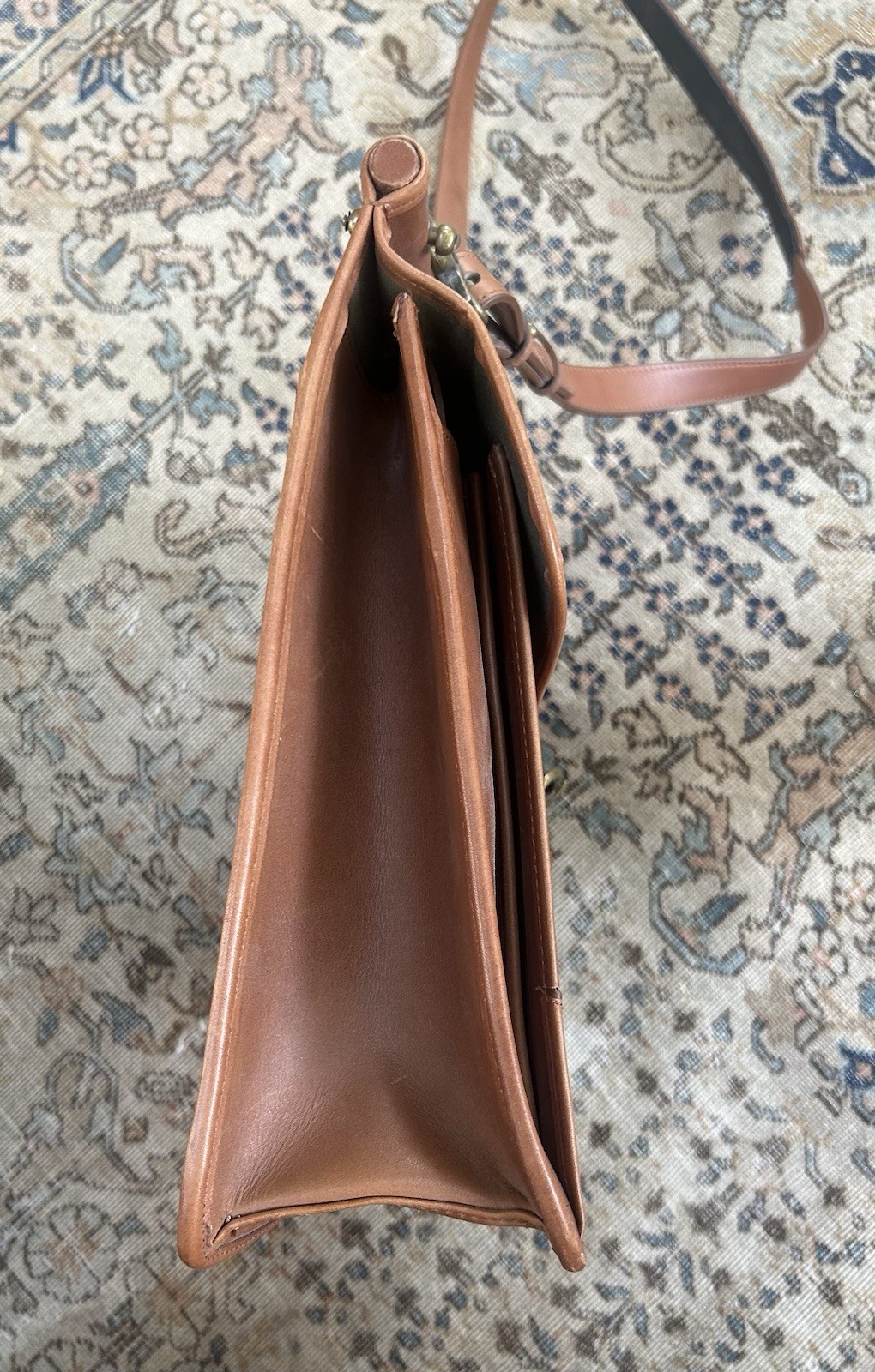 LL Bean Leather Messenger Briefcase Bag 80’s 90’s Brown Leather Classic USA