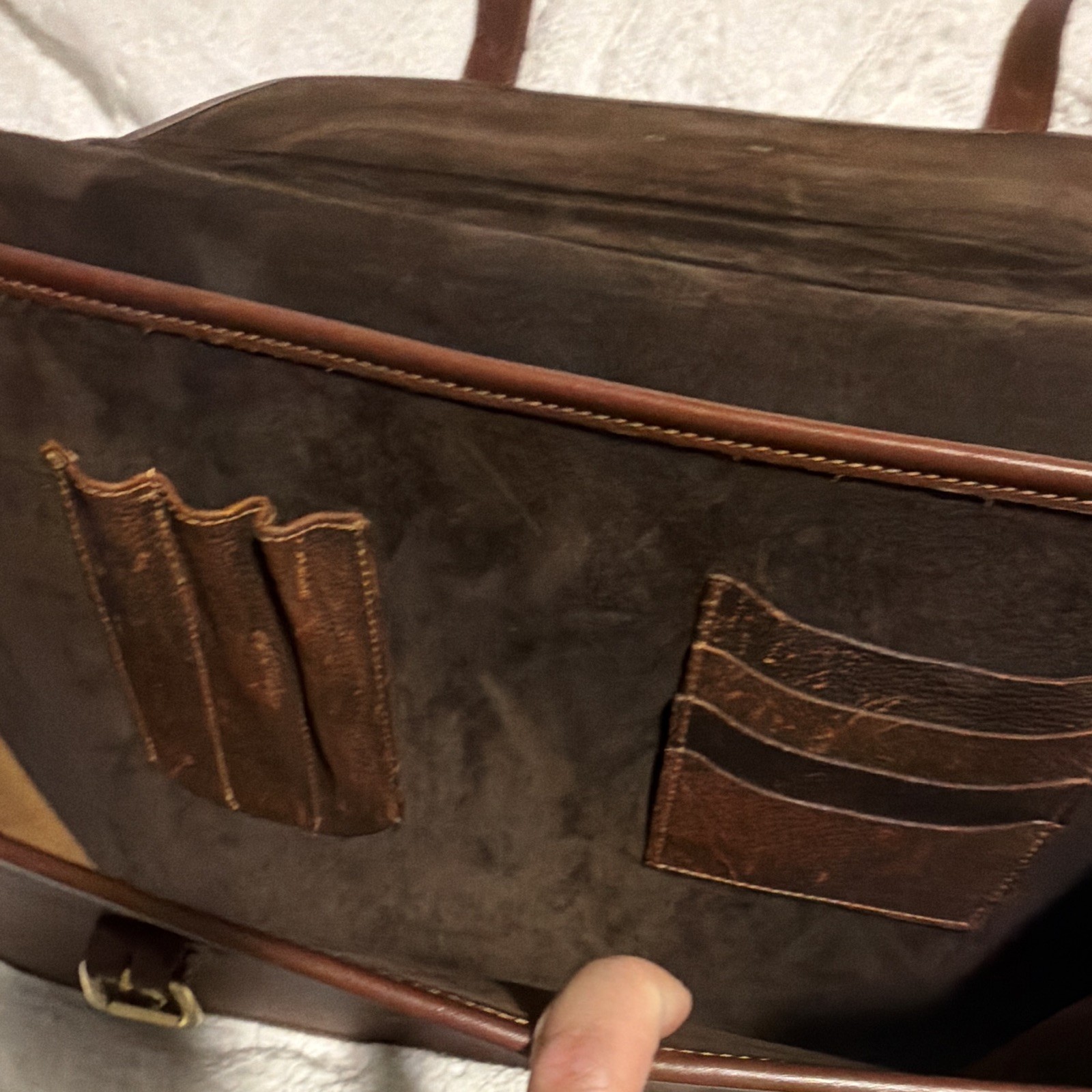 Orvis Brown Men’s Briefcase/Document Case Buckle Closure Crossbody Pockets