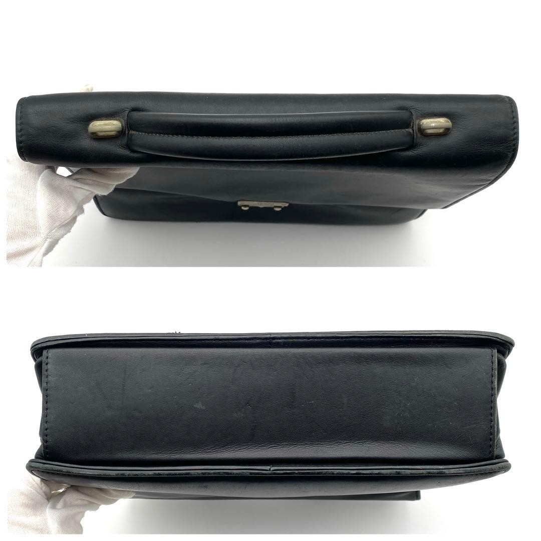 Gianni Versace Leather Briefcase Black Business Bag 30x21x8.5cm Auth From Japan