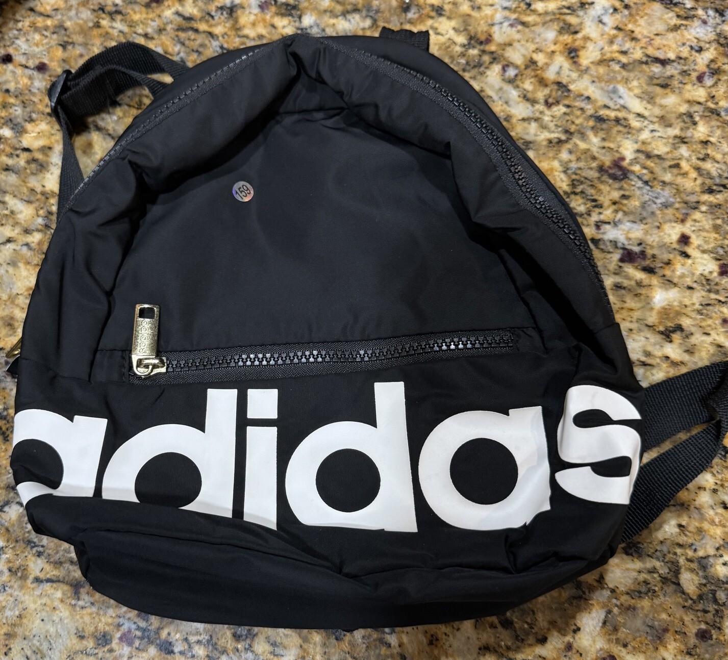 ADIDAS Unisex Linear MINI Backpack White Black 10” H x 11” W x 4”D GOLD ZIP