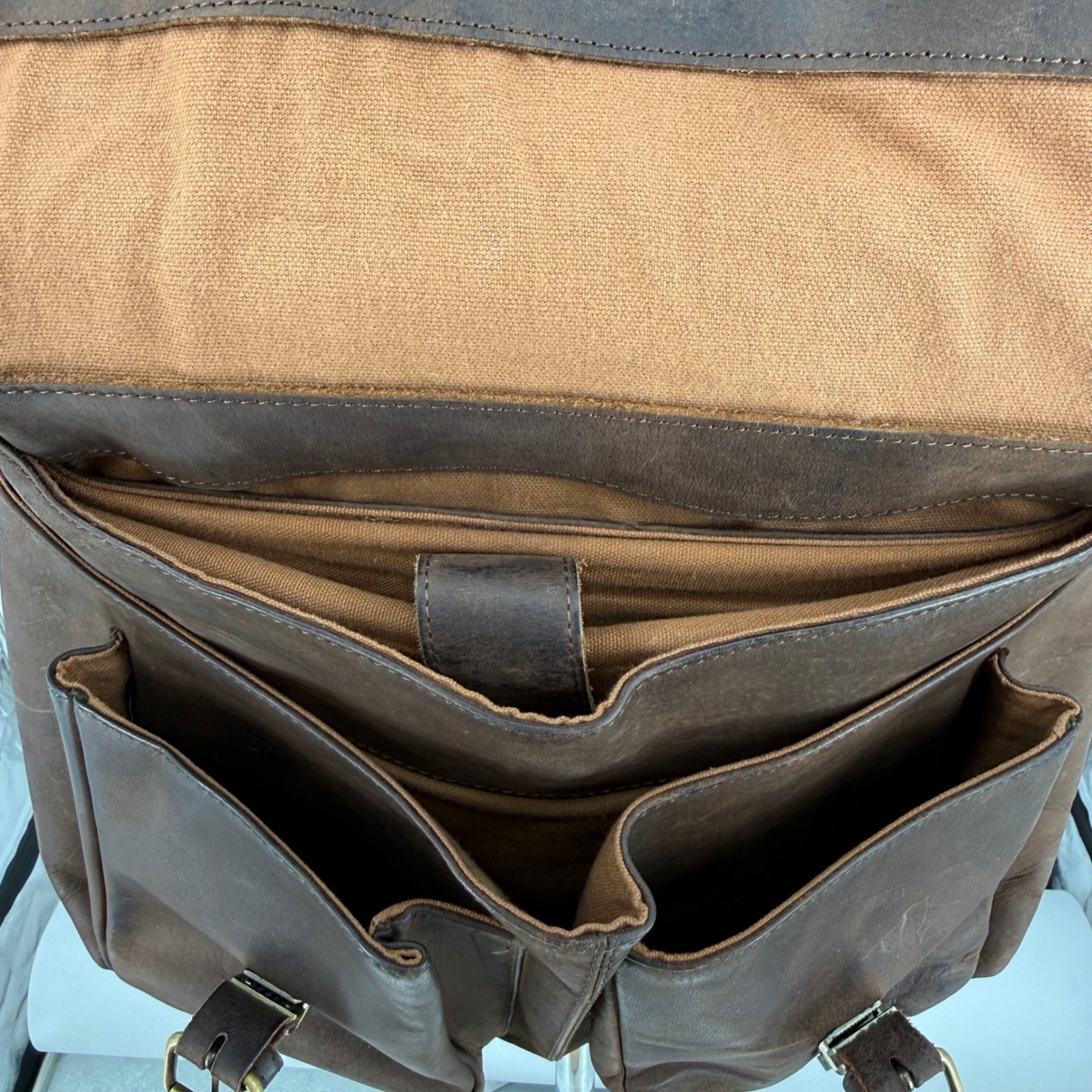 KomalC Brown Buffalo Leather Messenger Bag Satchel Laptop Briefcase Crossbody