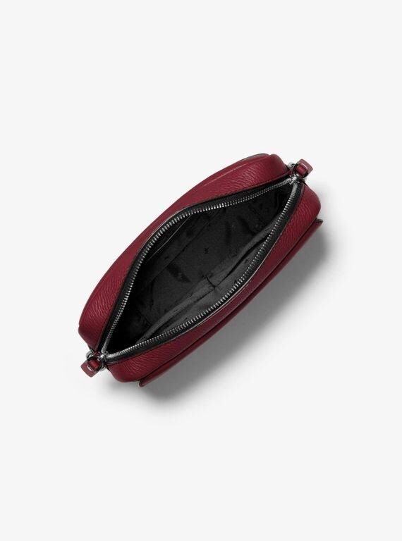 Michael Kors Hudson Dark Berry Pebbled Leather Utility Messenger Crossbody Bag