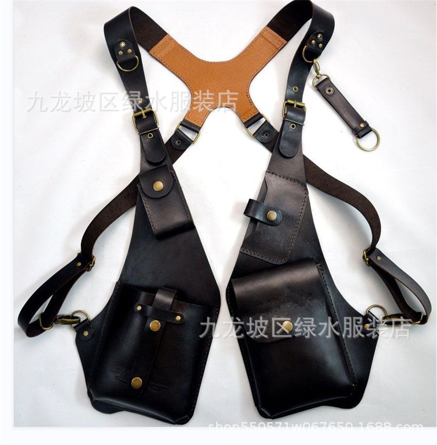 Mens Retro PU Leather Underarm Shoulder Holster Bag Outdoor Phone Wallet Pocket