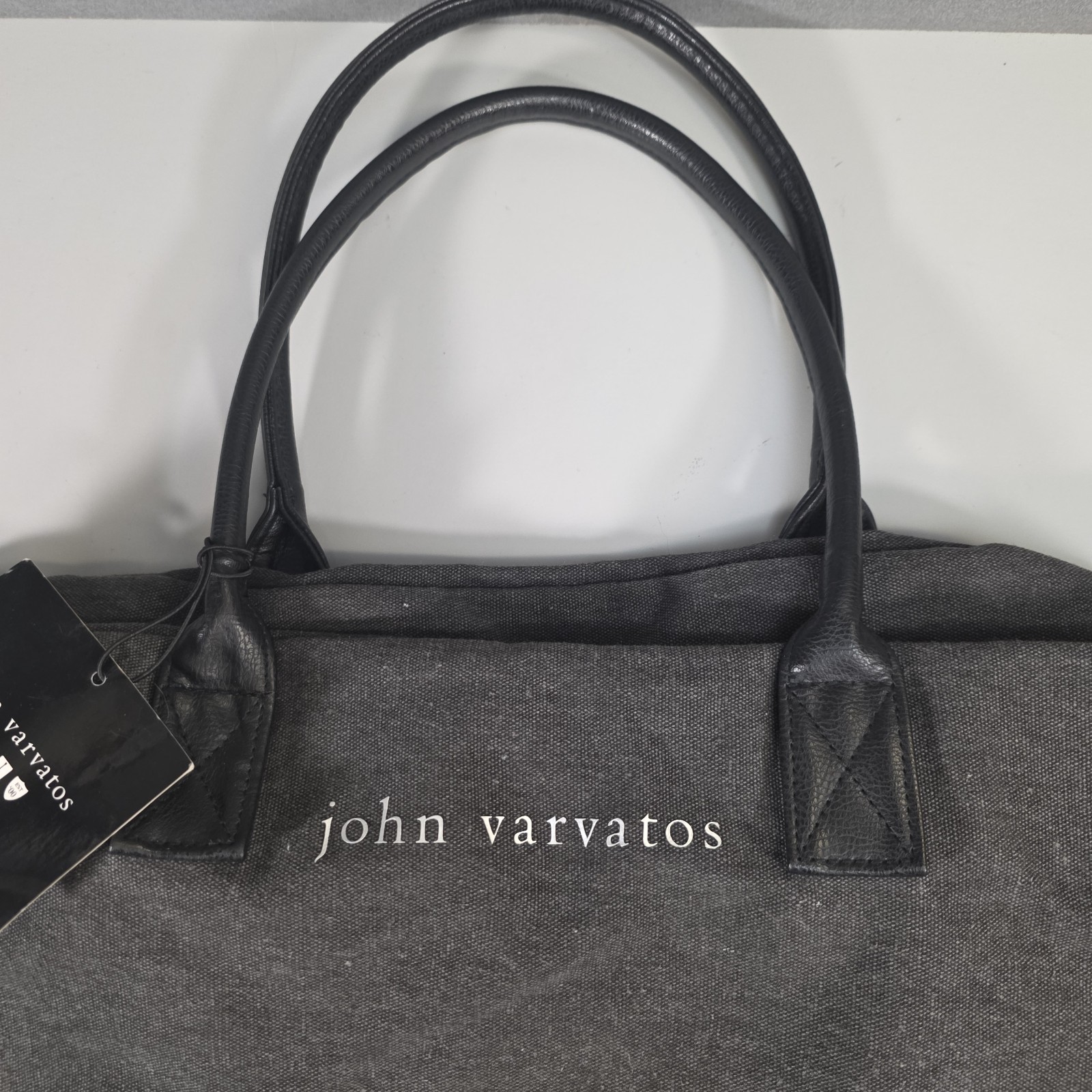 John Varvatos Weekender Bag Tote Duffel Bag Gray Medium Travel Zip Around NWT