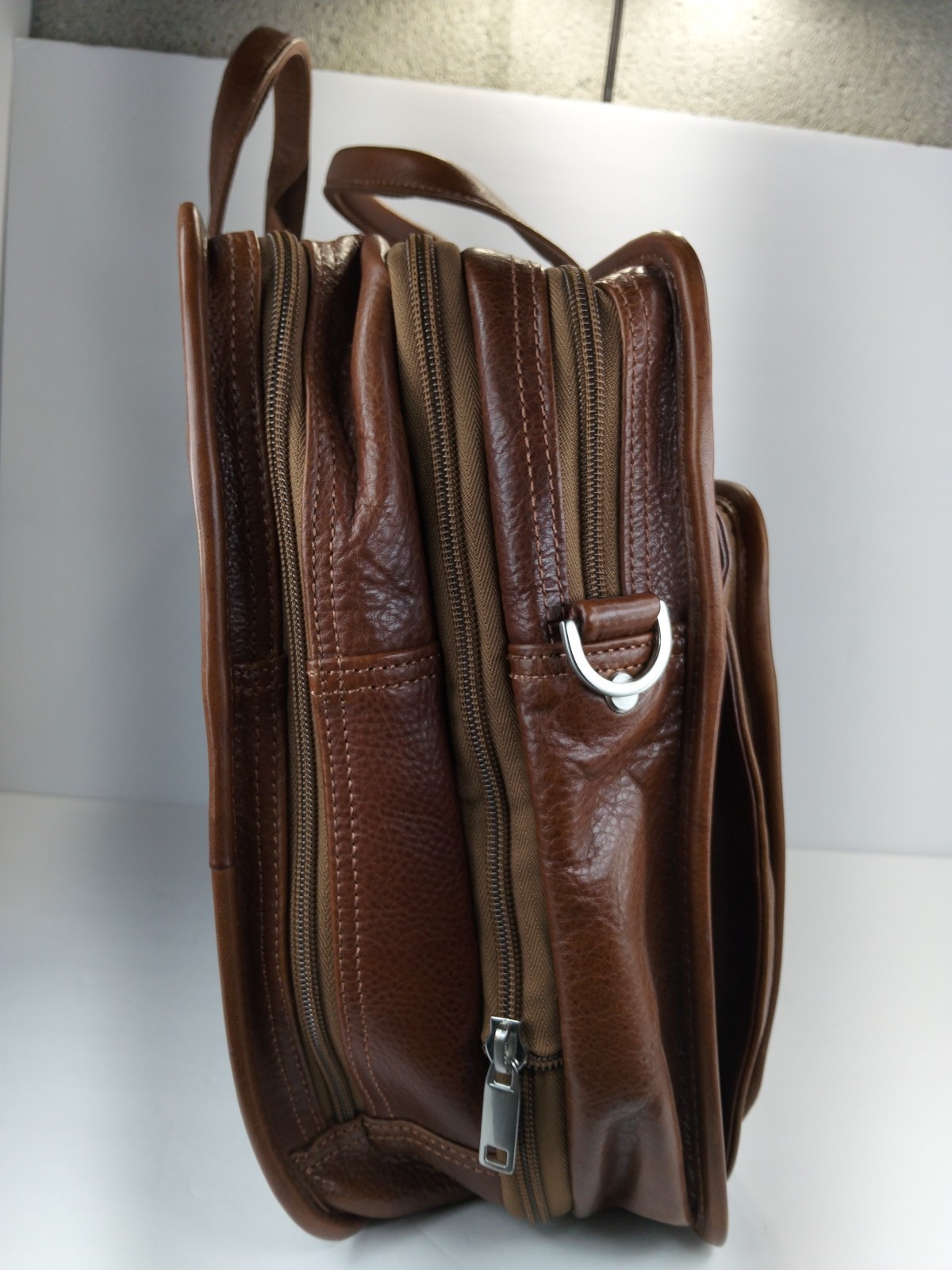 WILSON LEATHER Brown Genuine Leather Briefcase Travel Bag Laptop Expanding VG ❤️
