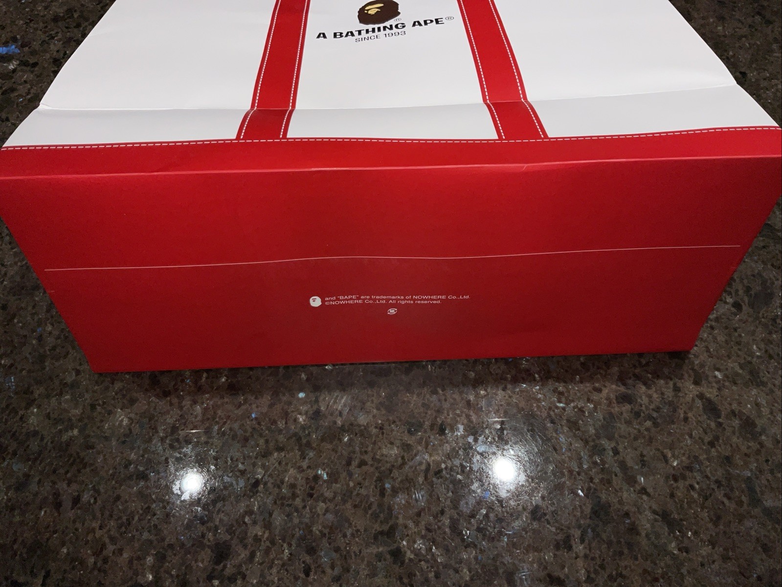A Bathing Ape Shopping Bag, Red & White, 15.5” x 12.5” x 6.5” Free Shipping