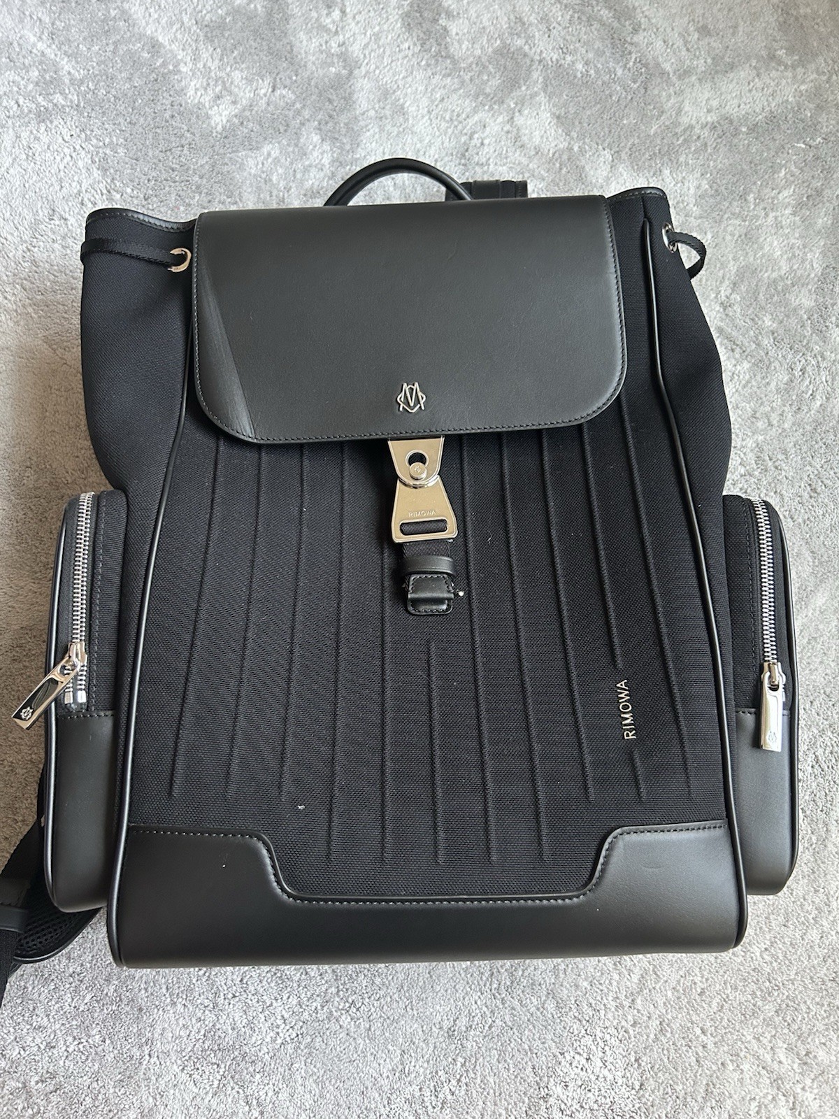 RIMOWA Never Still Flap Large Backpack Black Canvas Leather New Without Tags