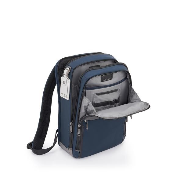 NEW TUMI Alpha 3 Slim Backpack Navy Blue White Business Travel Laptop Bag