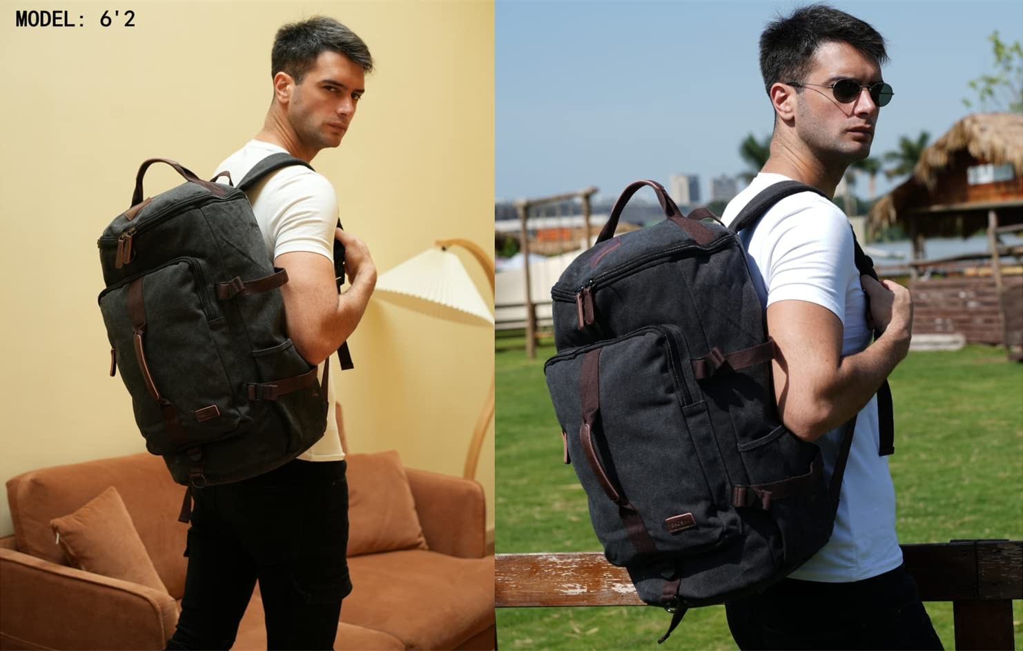 Canvas Weekender Travel Duffel Backpack Hybrid Rucksack for Hiking and Gym