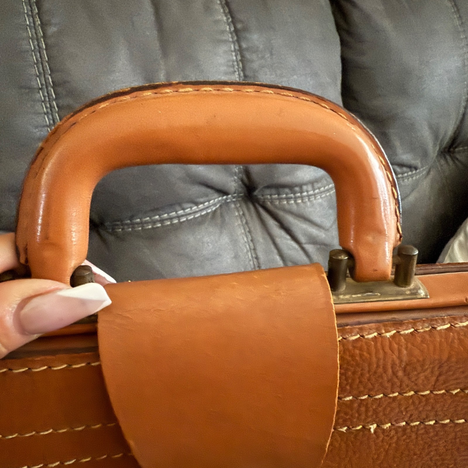 Rexbilt Vintage Split Cowhide Leather Brief Bag Stay-Open Frame