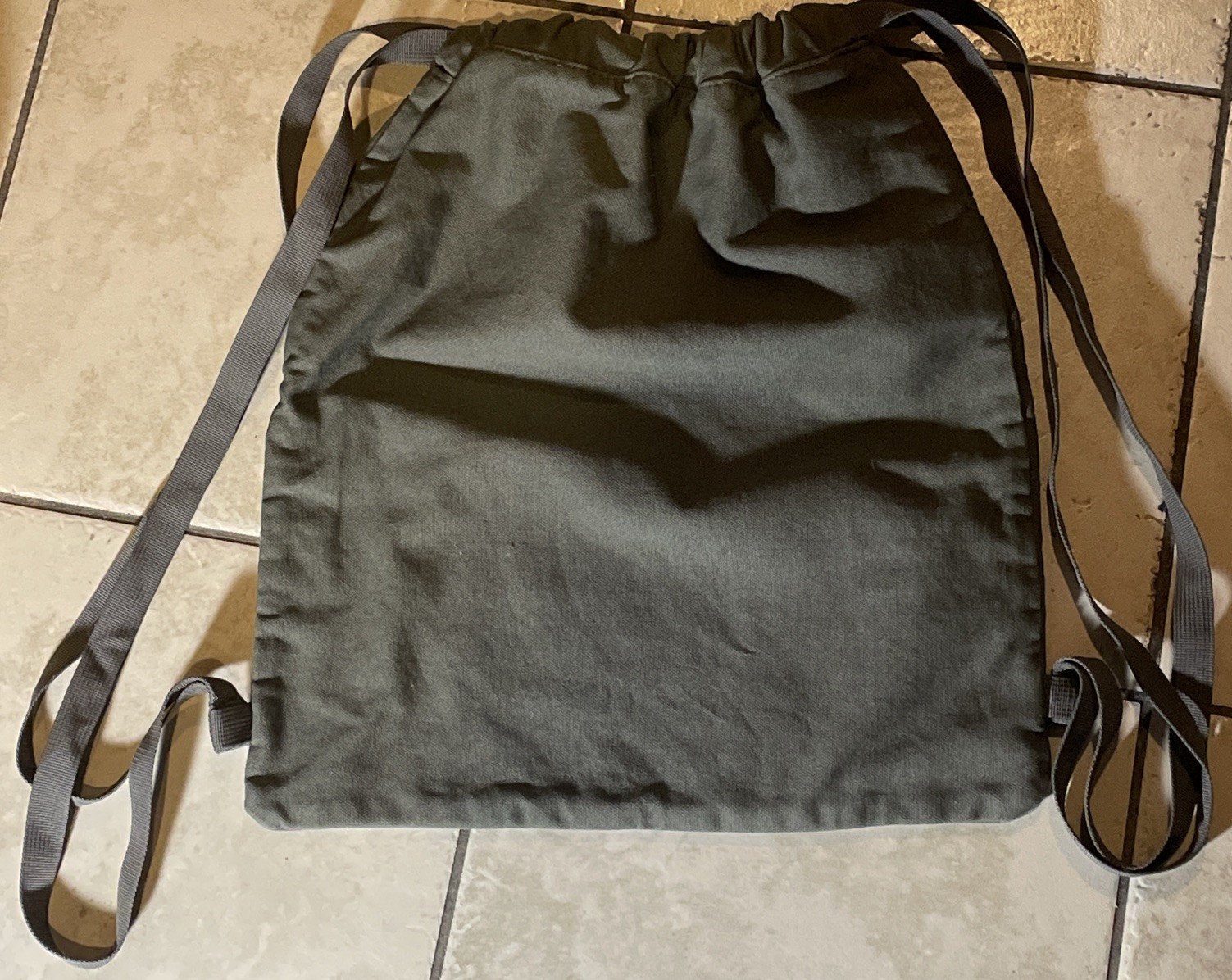 Authentic Pigment Cinch Sack 100 % Cotton Canvas Green Gray 15 X 17”