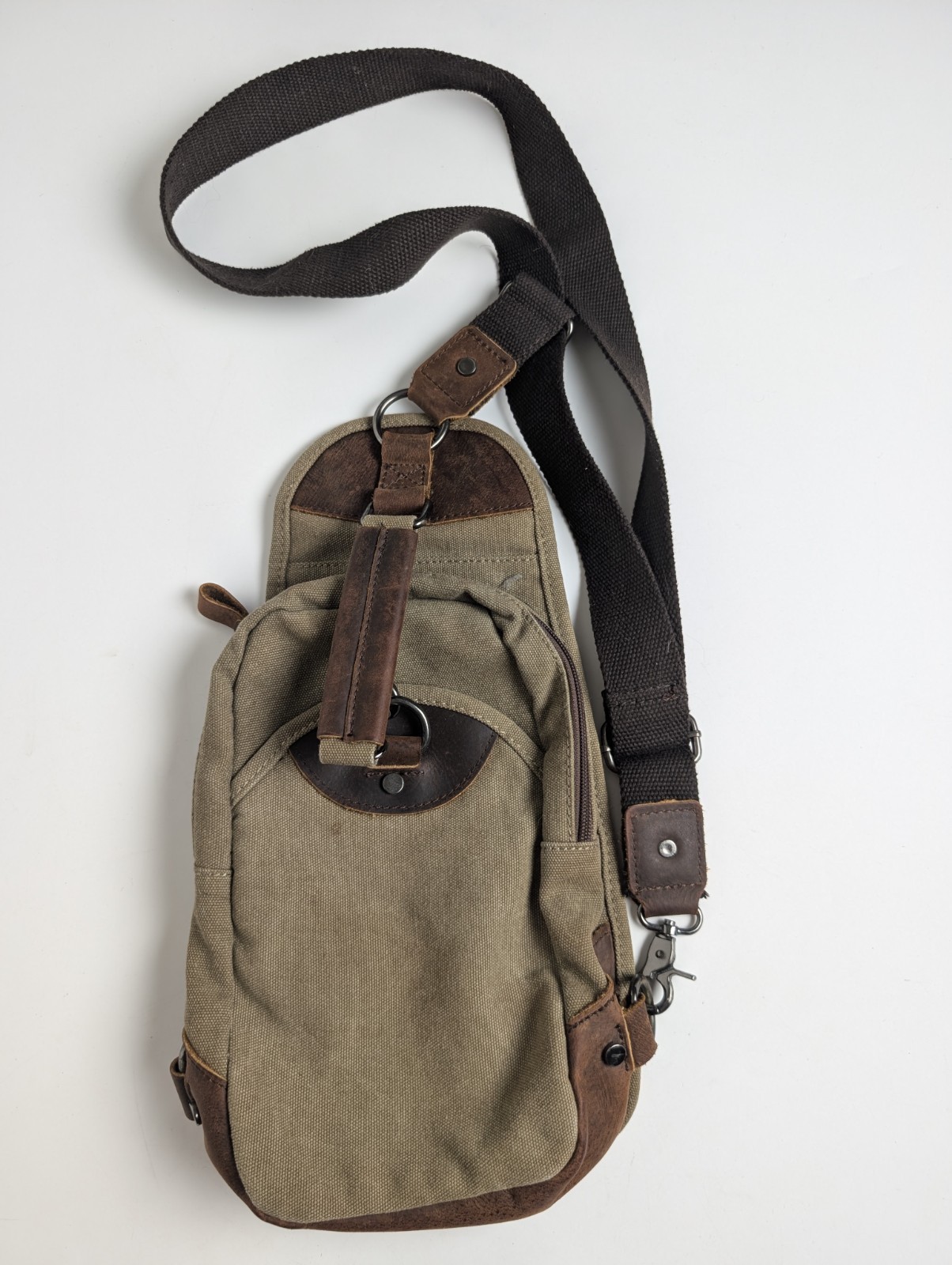 Gootium Canvas Leather Sling Bag Crossbody Chest Pack Khaki Brown Adjustable…