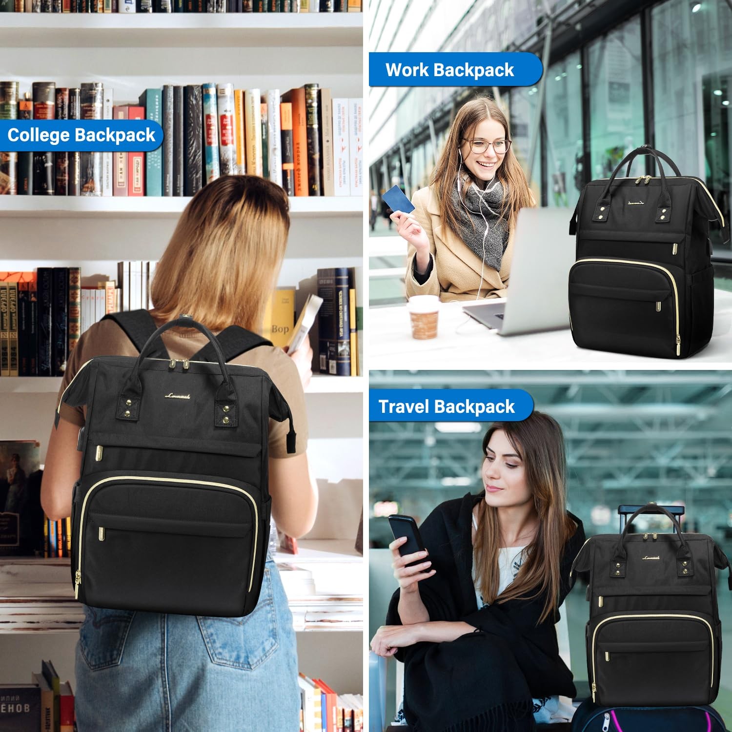 Laptop Backpack Women, 15.6 Inch Work Backpack Woman for Teacher Nurse Bags