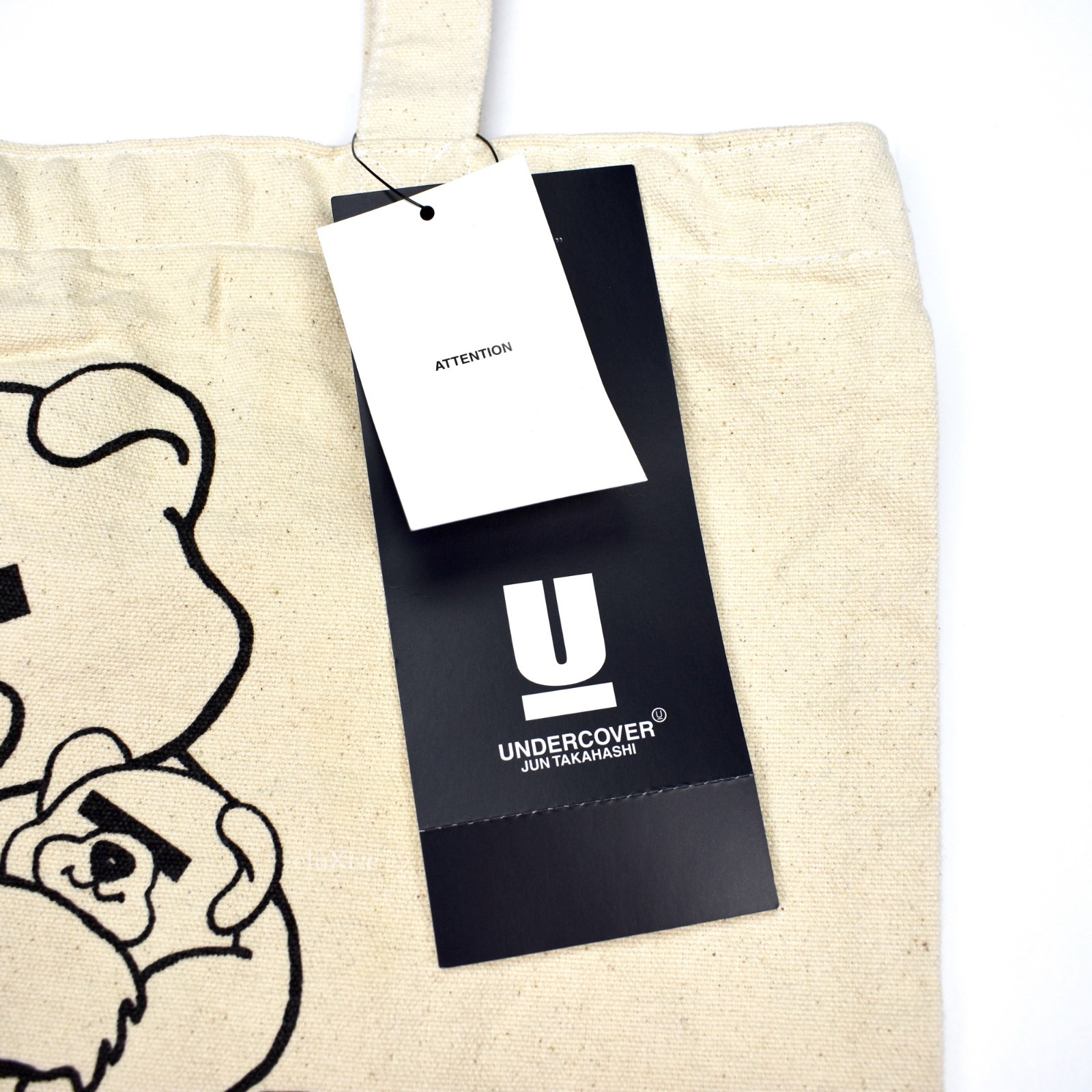 NWT Undercover MADSTORE Jun Takahashi Bear Logo Print Canvas Tote Bag AUTHENTIC
