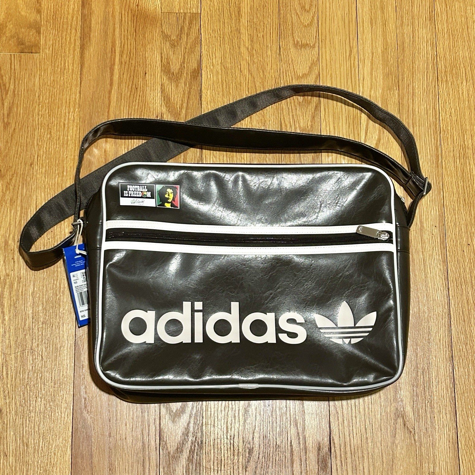 Adidas x Bob Marley Brown Cream Jamaica Commuter Laptop Zipper Shoulder Bag
