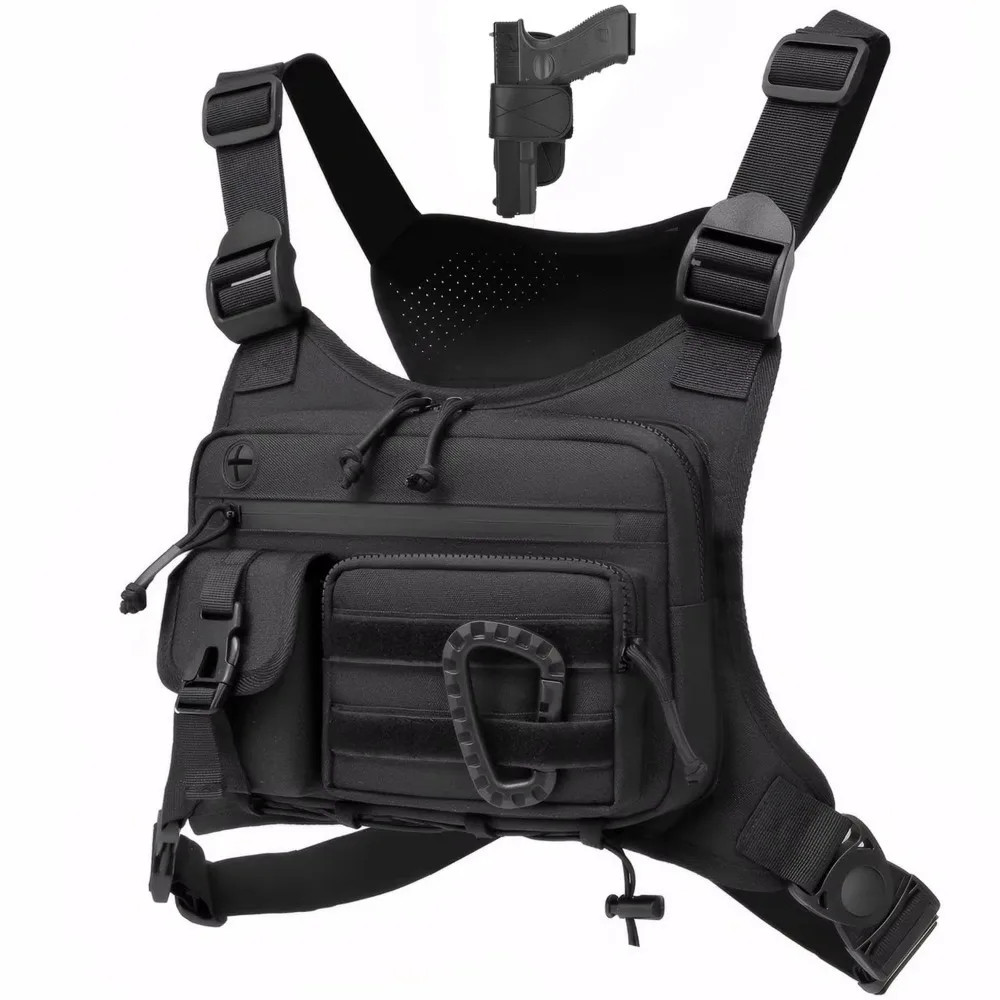 Adjustable Sports Vest Bag Water Resistant Lightweight MOLLE Chest Bag Oxford Cl