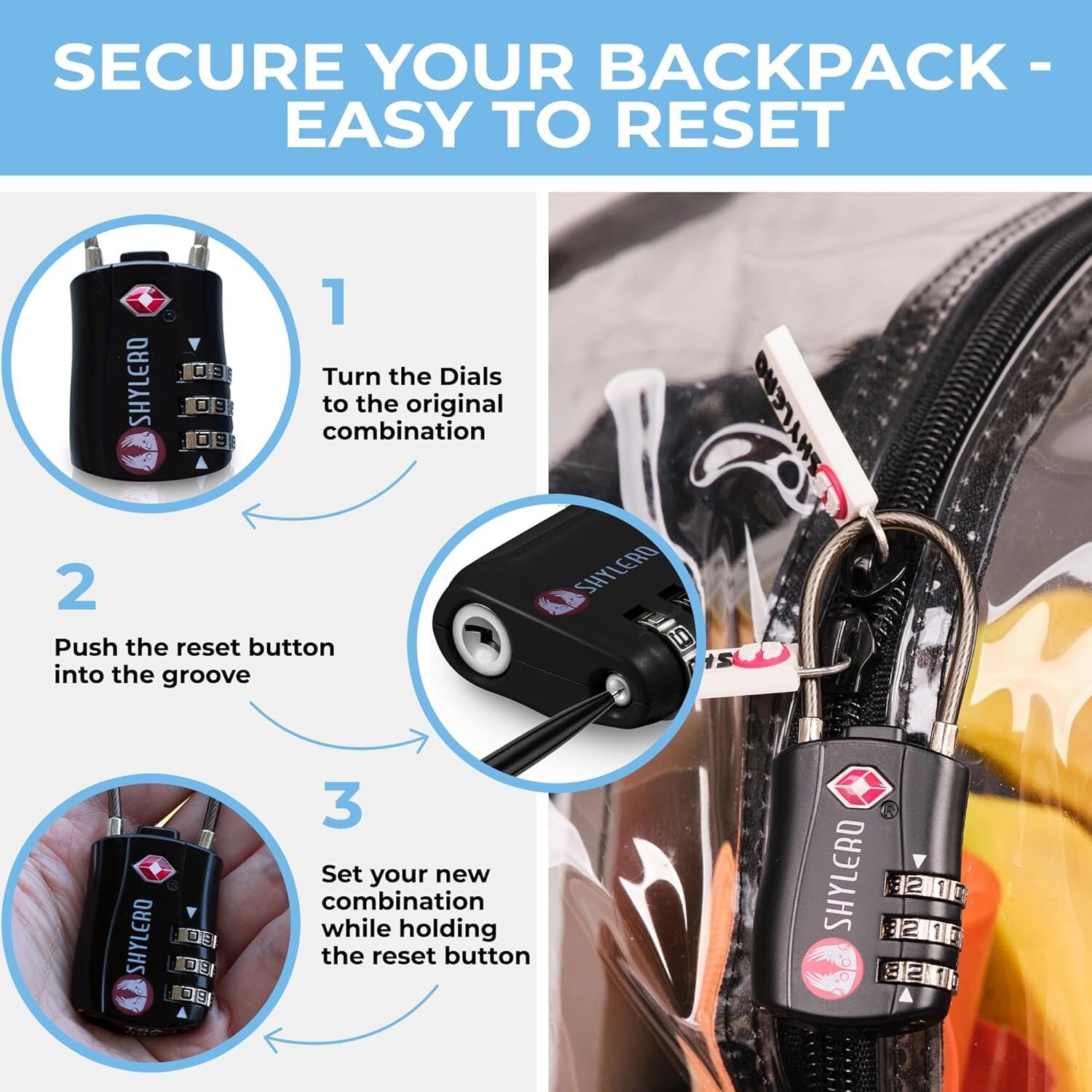 Versatile Transparent Black Backpack with Reflective Strips and Anti-Theft Lock