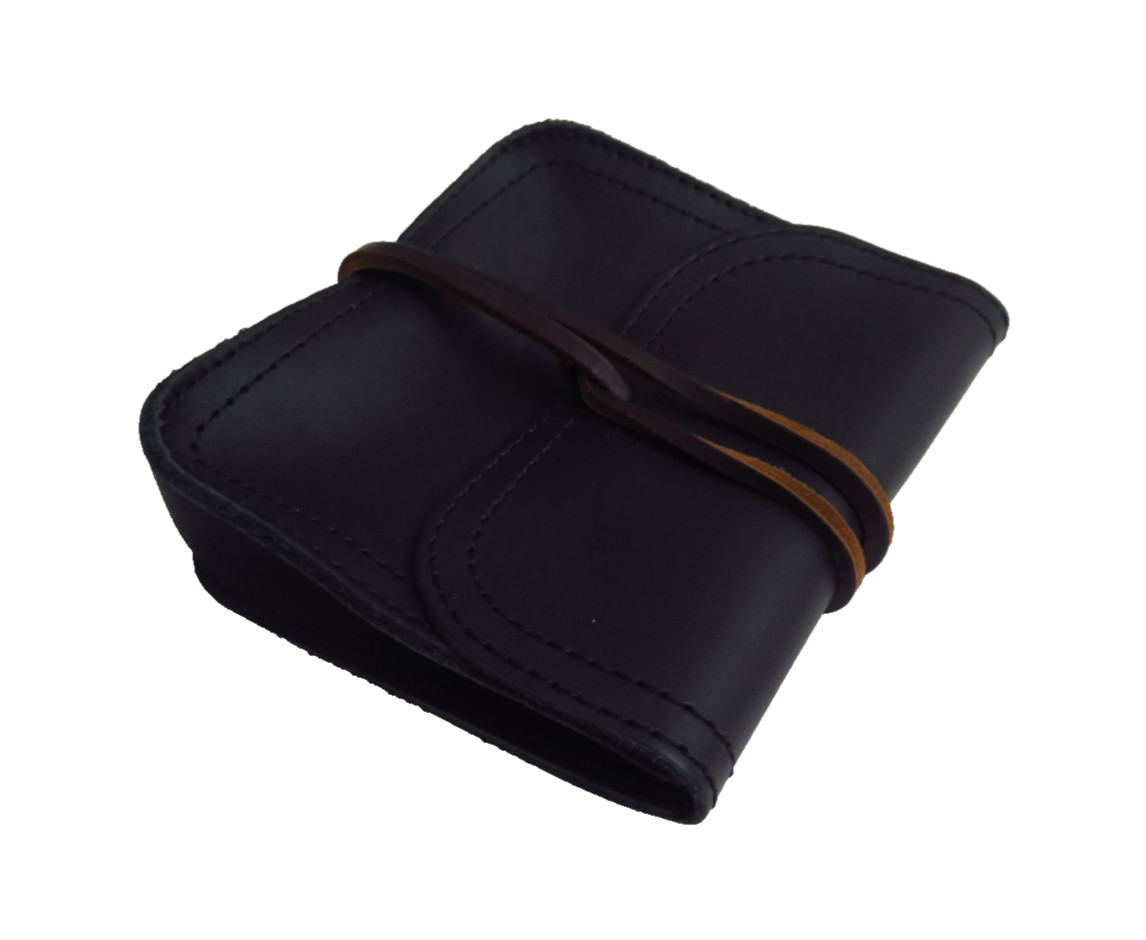 Saddleback Leather 6.5″x5.5″x1.5″ CLASSIC CABLE BAG Black with Dark Brown Strap