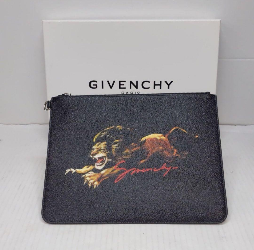 Givenchy Black Cotton Leather Clutch Bag Men’s Size 30cm Vintage