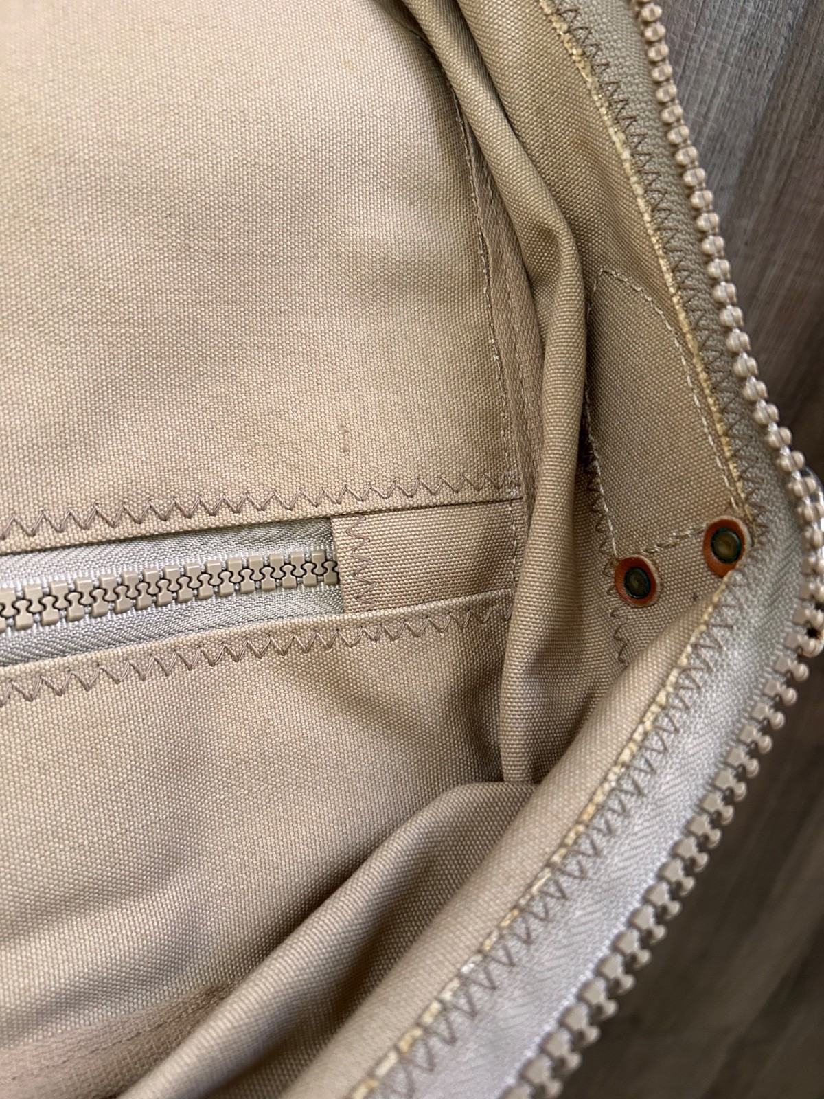 Rust Pond Workshop EUC tan heavy cotton canvas leather soft bag briefcase 17 in