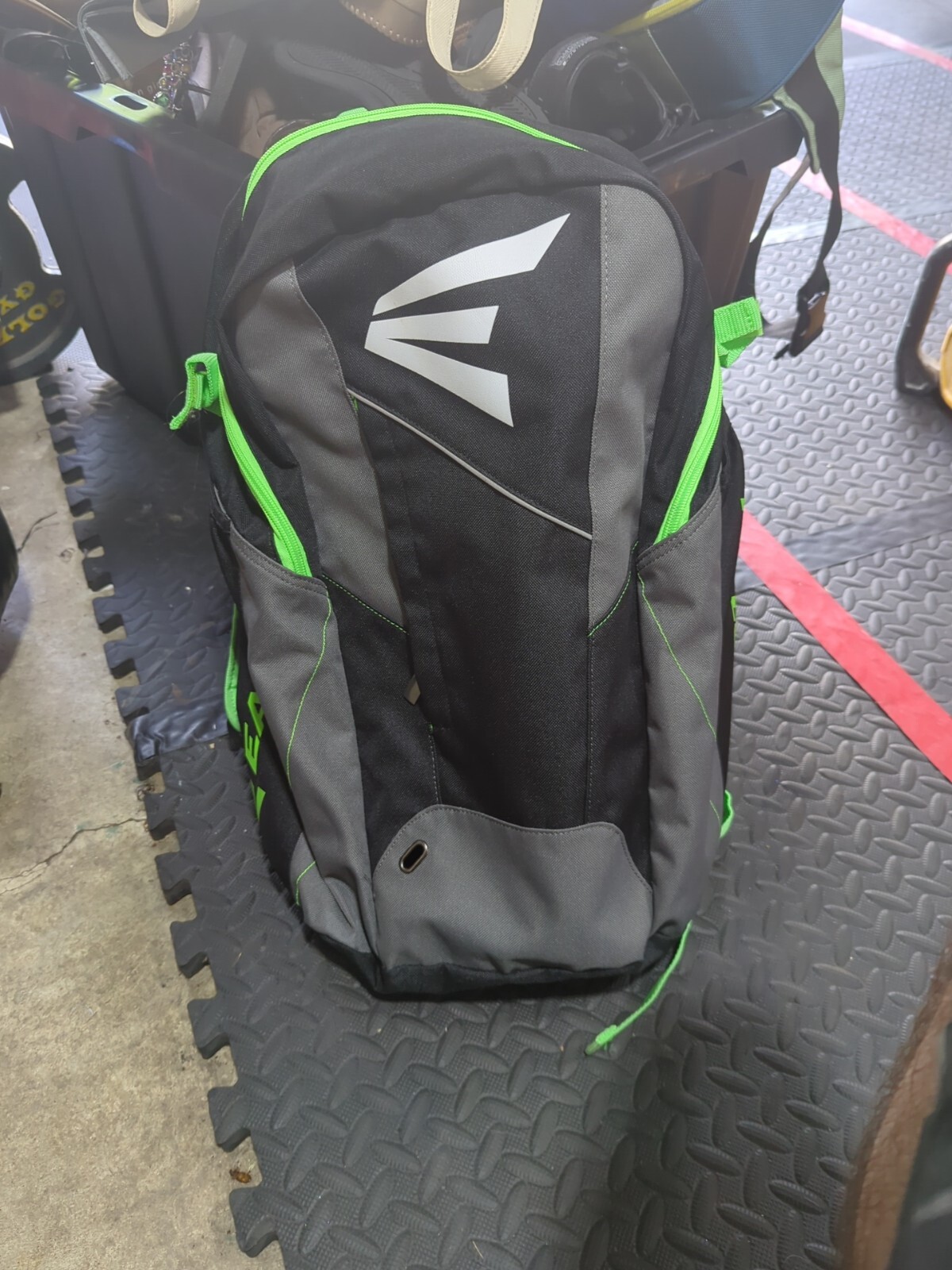 BLACK AND GRAY WITH LIME GREEN ACCENT EASTON BACKPACK