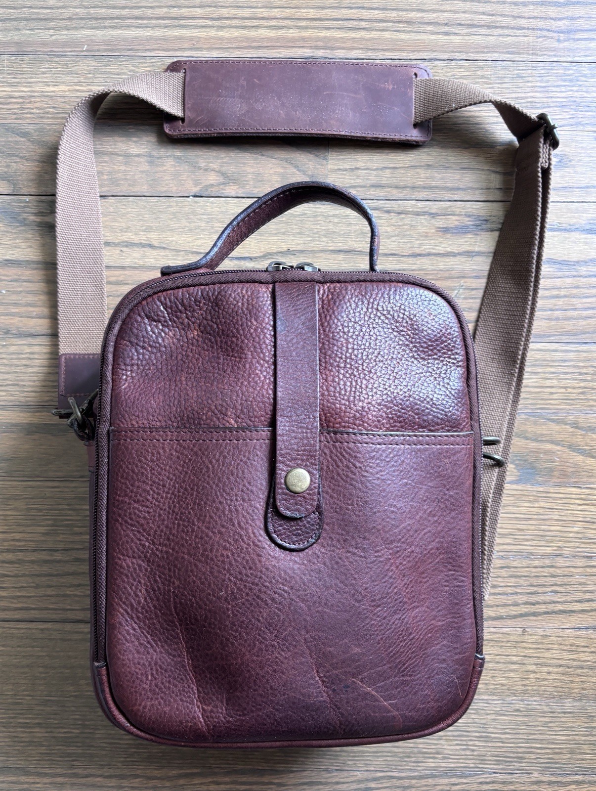 Duluth Trading Co Lifetime Leather Travel Bag Brown Crossbody Messenger 97310
