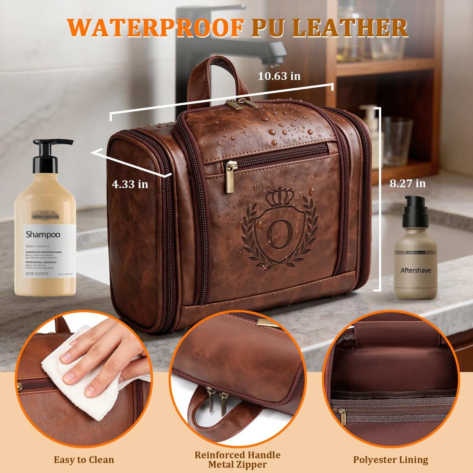 Aganmi Personalized Easter Gifts for Men Large Leather Travel Toiletry Bag Ha…