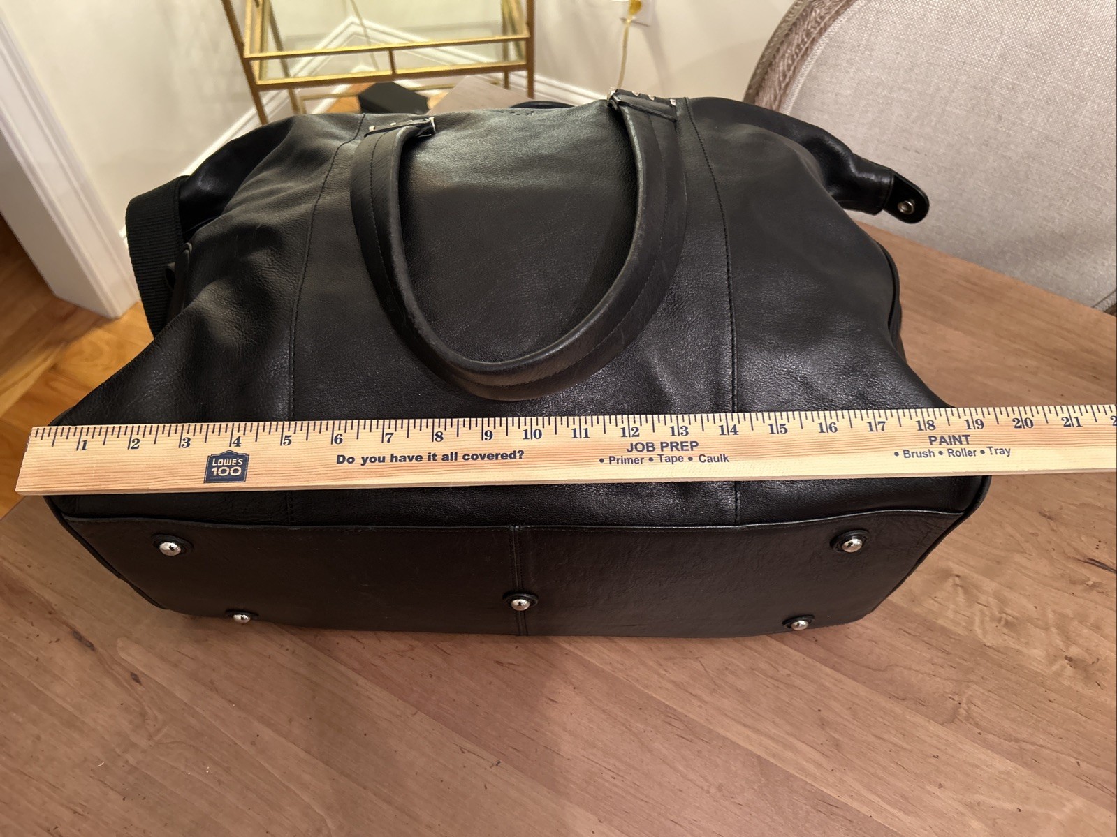 COLE HAAN MENS BLK LEATHER WEEKENDER Duffle BAG / Beautiful