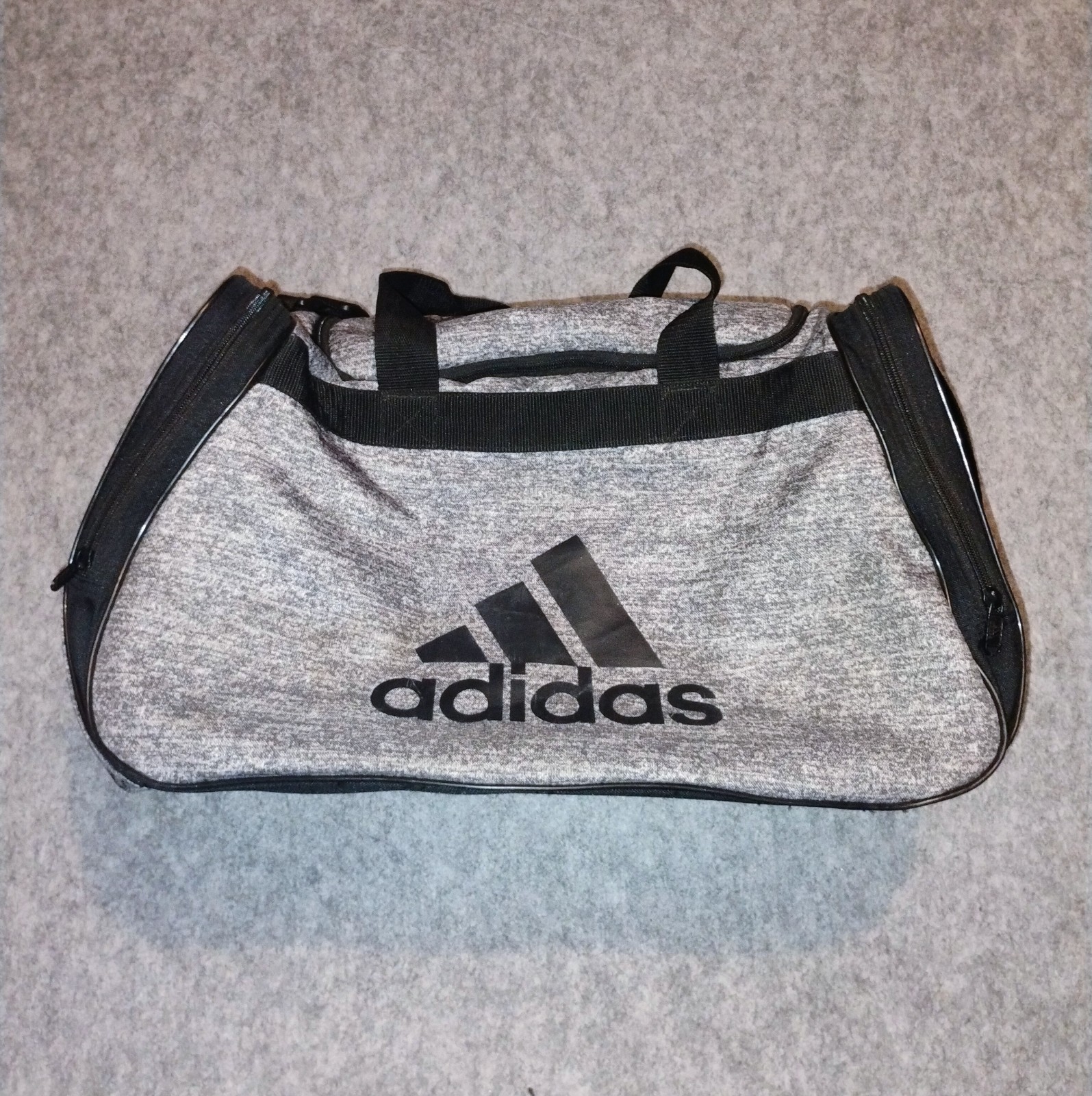 Adidas Defender Gray Black Gym Duffle Bag 18″x10″x12″