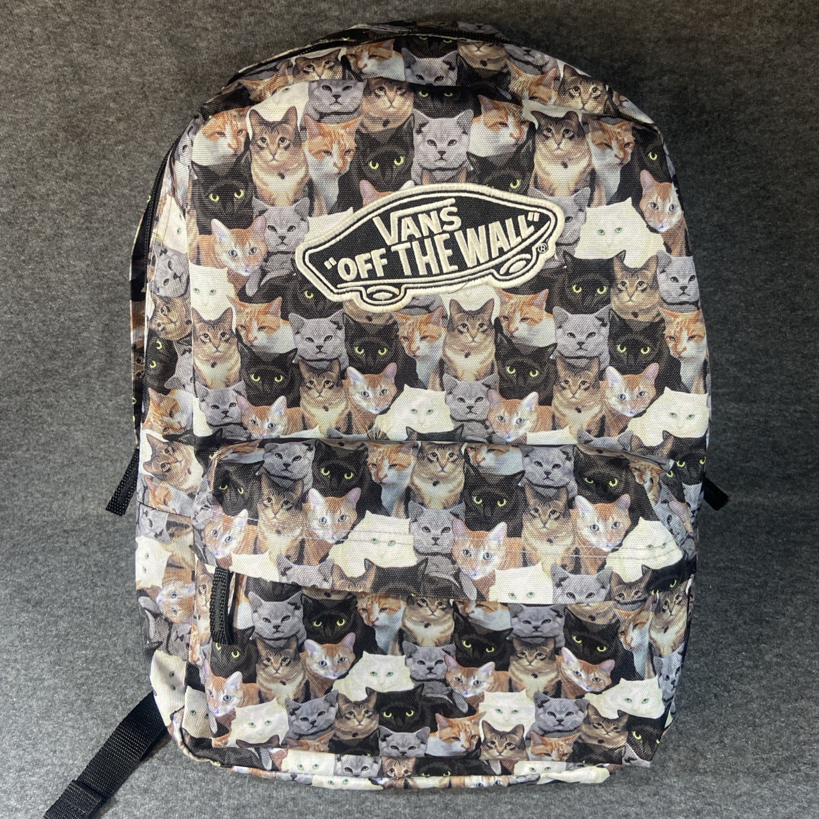 VANS Off the Wall Cat Backpack ASPCA All Over Cat Print Animal Lover Tabby Kitty