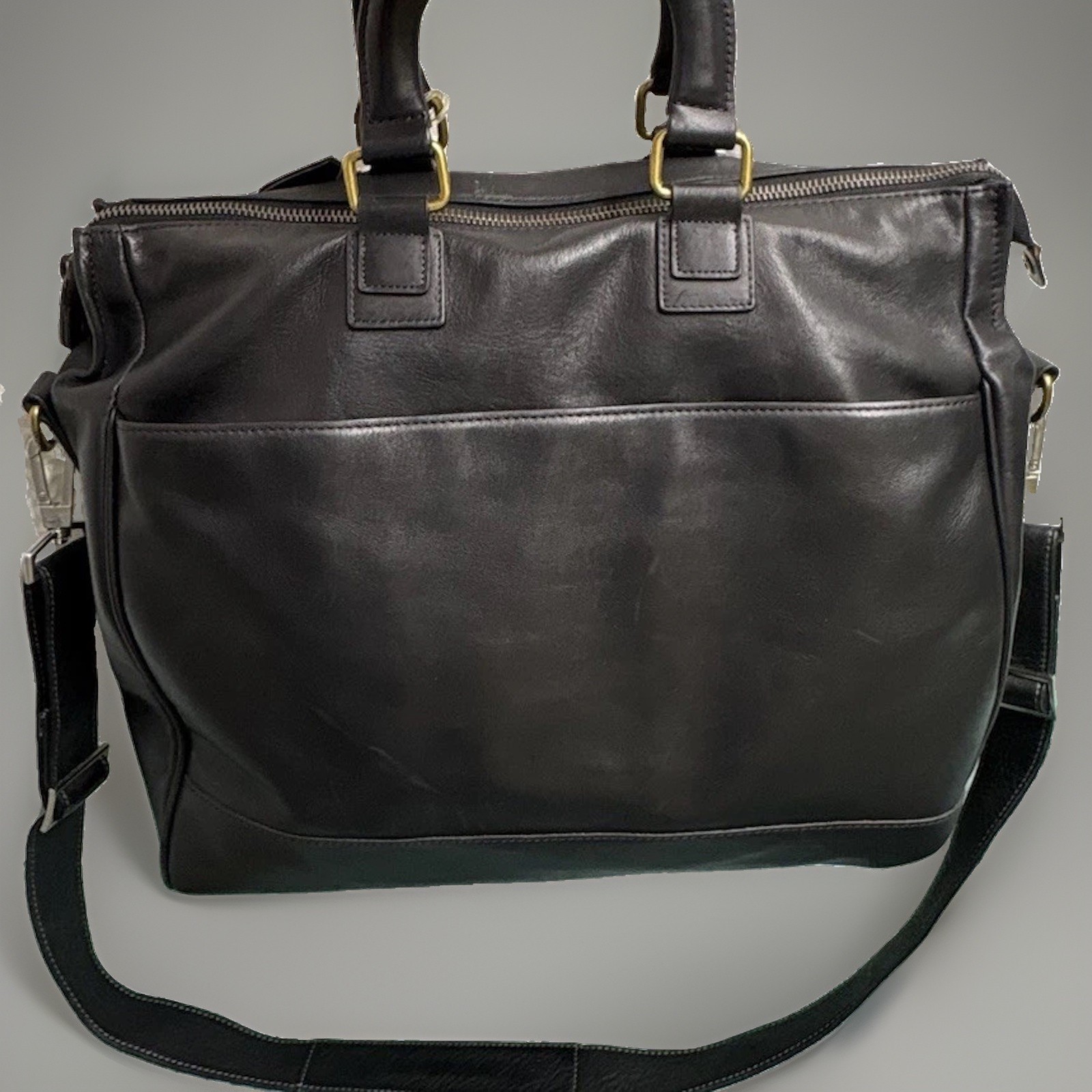 Vintage Leather BOSCA black leather Attache Briefcase travel Bag W/ Laptop Case